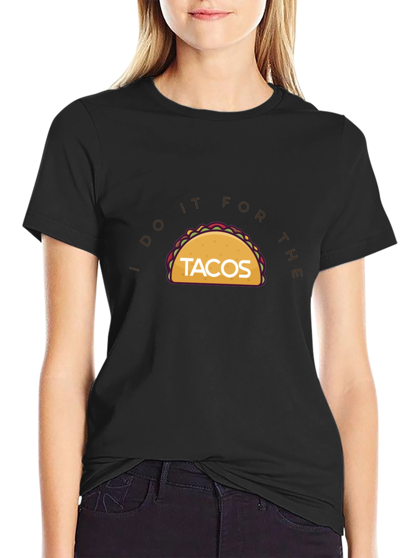 Black Taco Lover's T-Shirt - I Do It For The Tacos! view 2