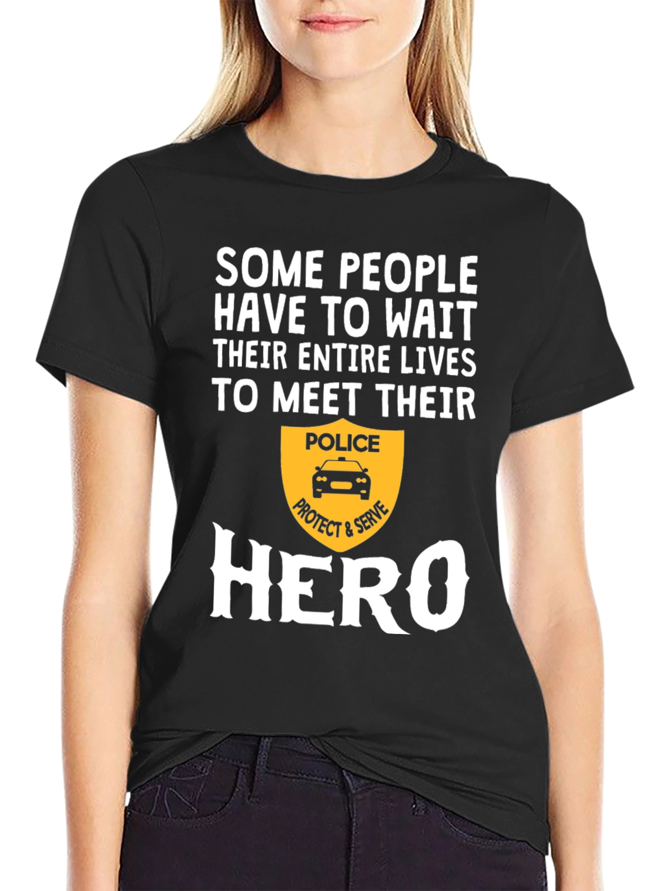 Black Police Hero Graphic T-Shirt - Protect & Serve view 2