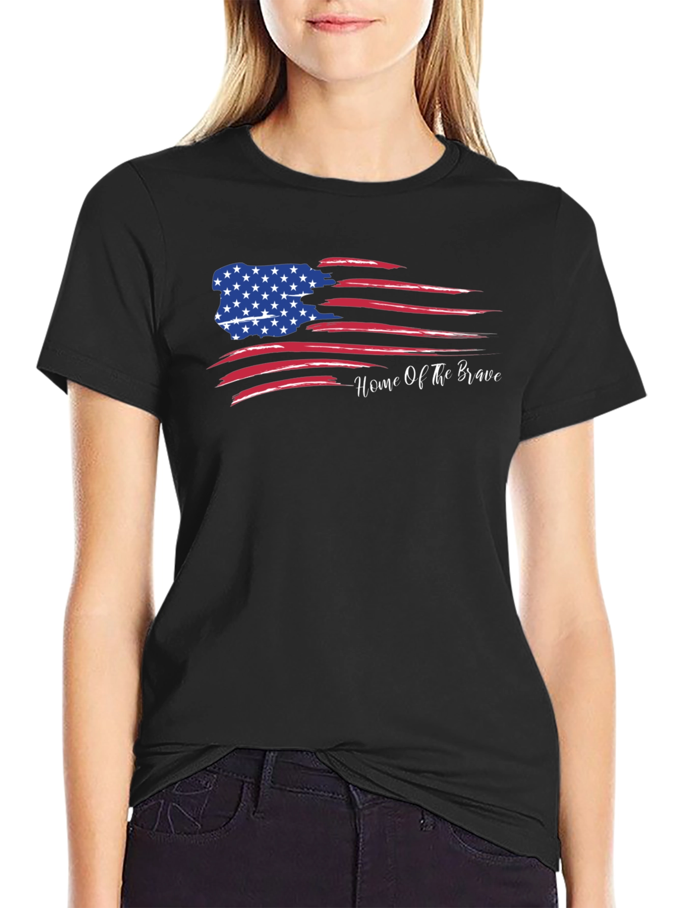 Black Home of the Brave Graphic Tee - Patriotic T-Shirt view 2