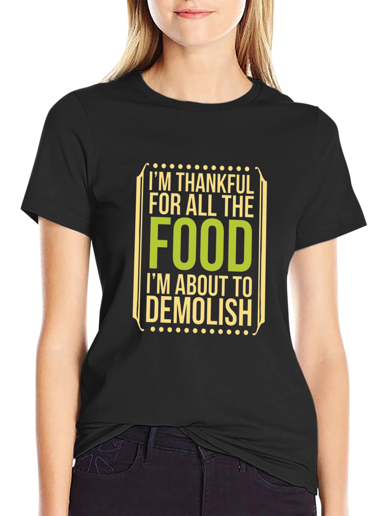 Black Thankful for Food Black T-Shirt view 2