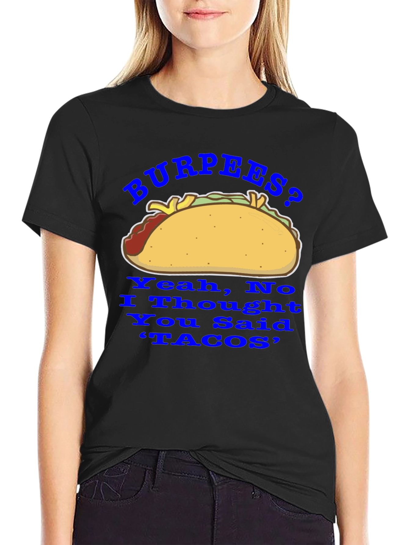 Black Burpees? No, Tacos! Funny Foodie Graphic Tee view 2