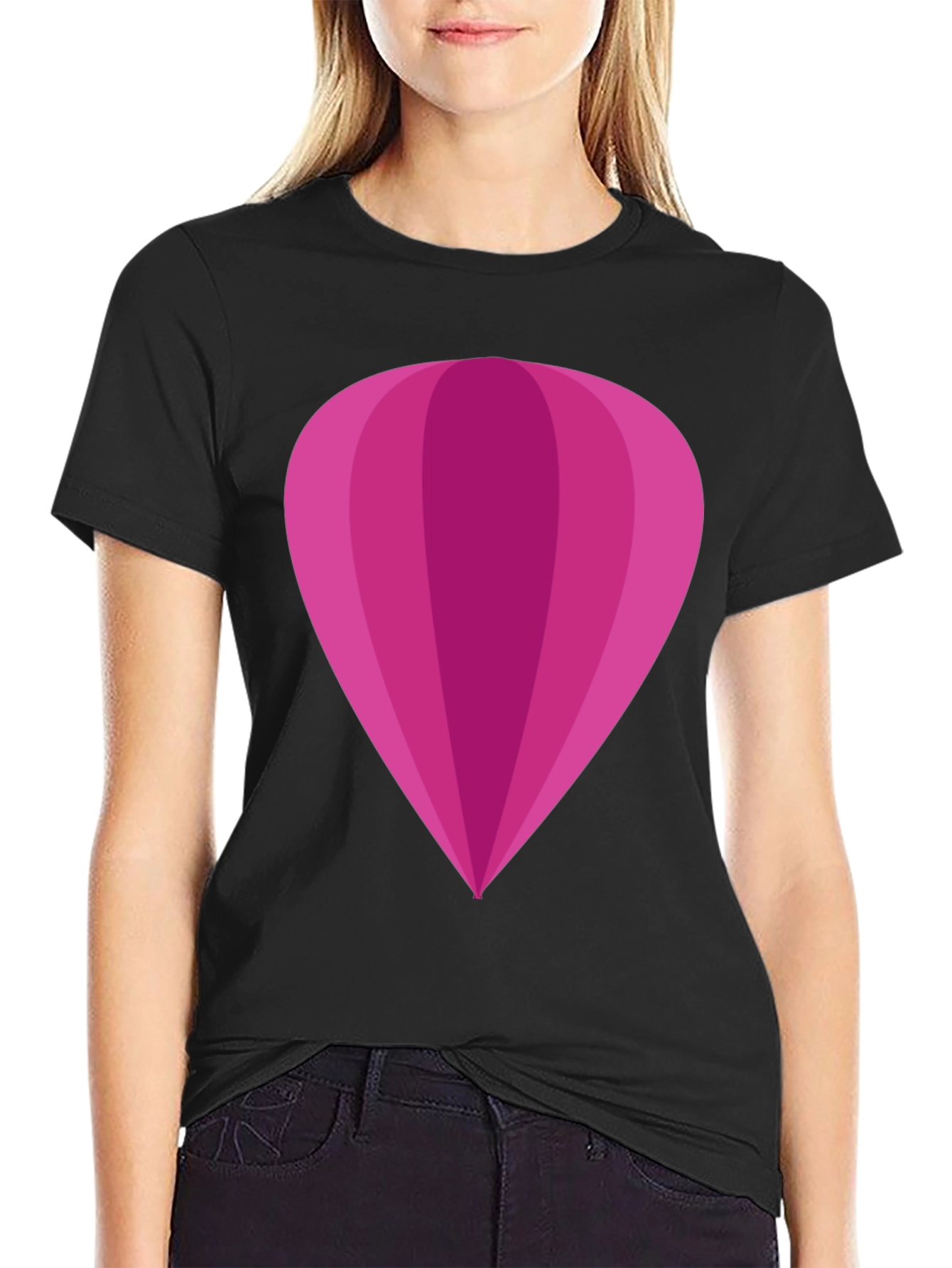 Black Magenta Hot Air Balloon Graphic Tee - Stylish Unisex T-Shirt view 2