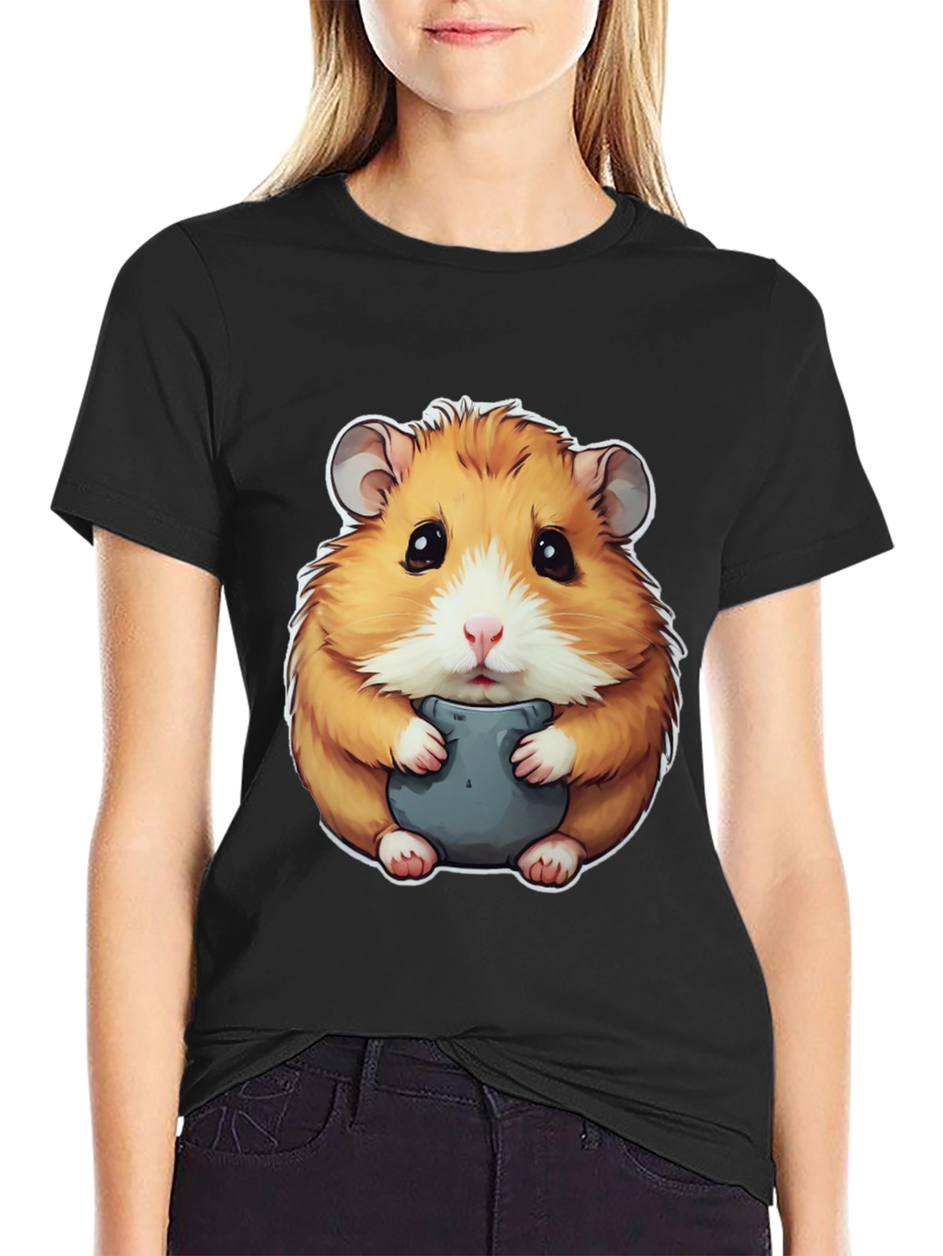 Black Hamster Graphic Tee - Cute Animal Design view 2