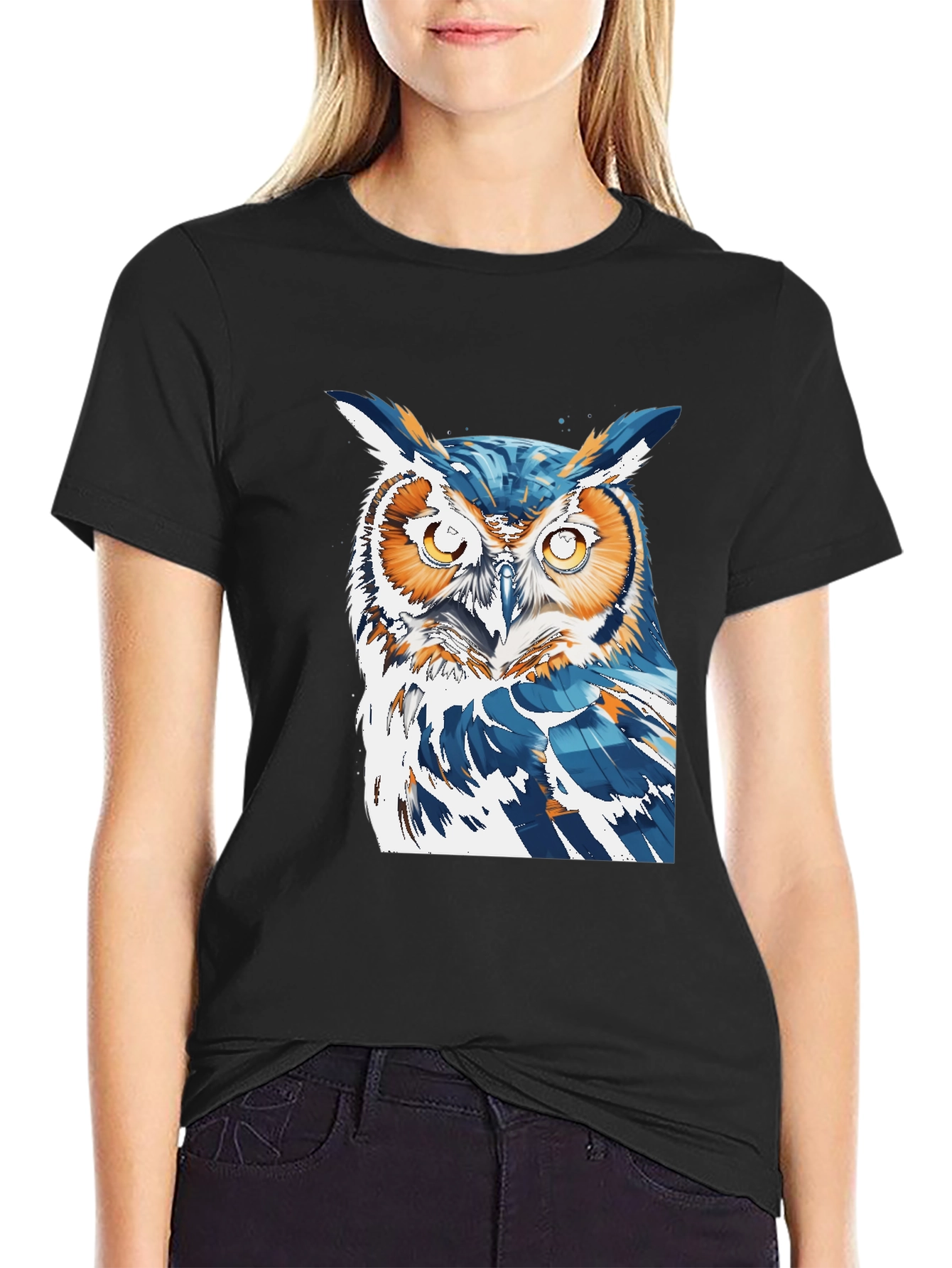 Black Cool Owl Graphic Tee - Black T-Shirt view 2