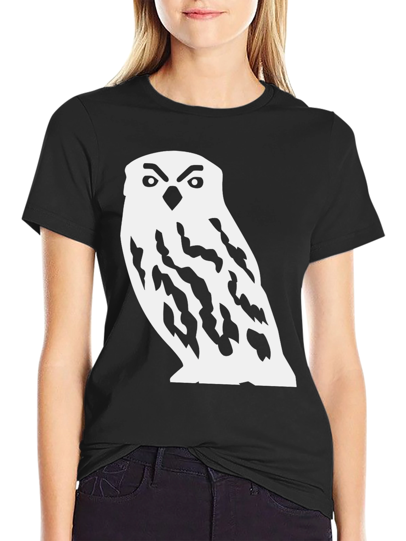 Black Owl Graphic Black T-Shirt view 2