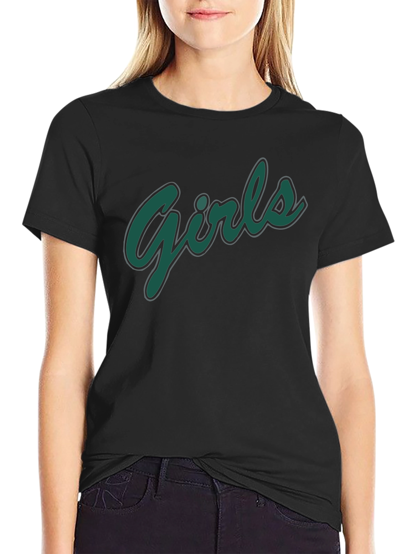 Black Girls Graphic Print Black T-Shirt view 2
