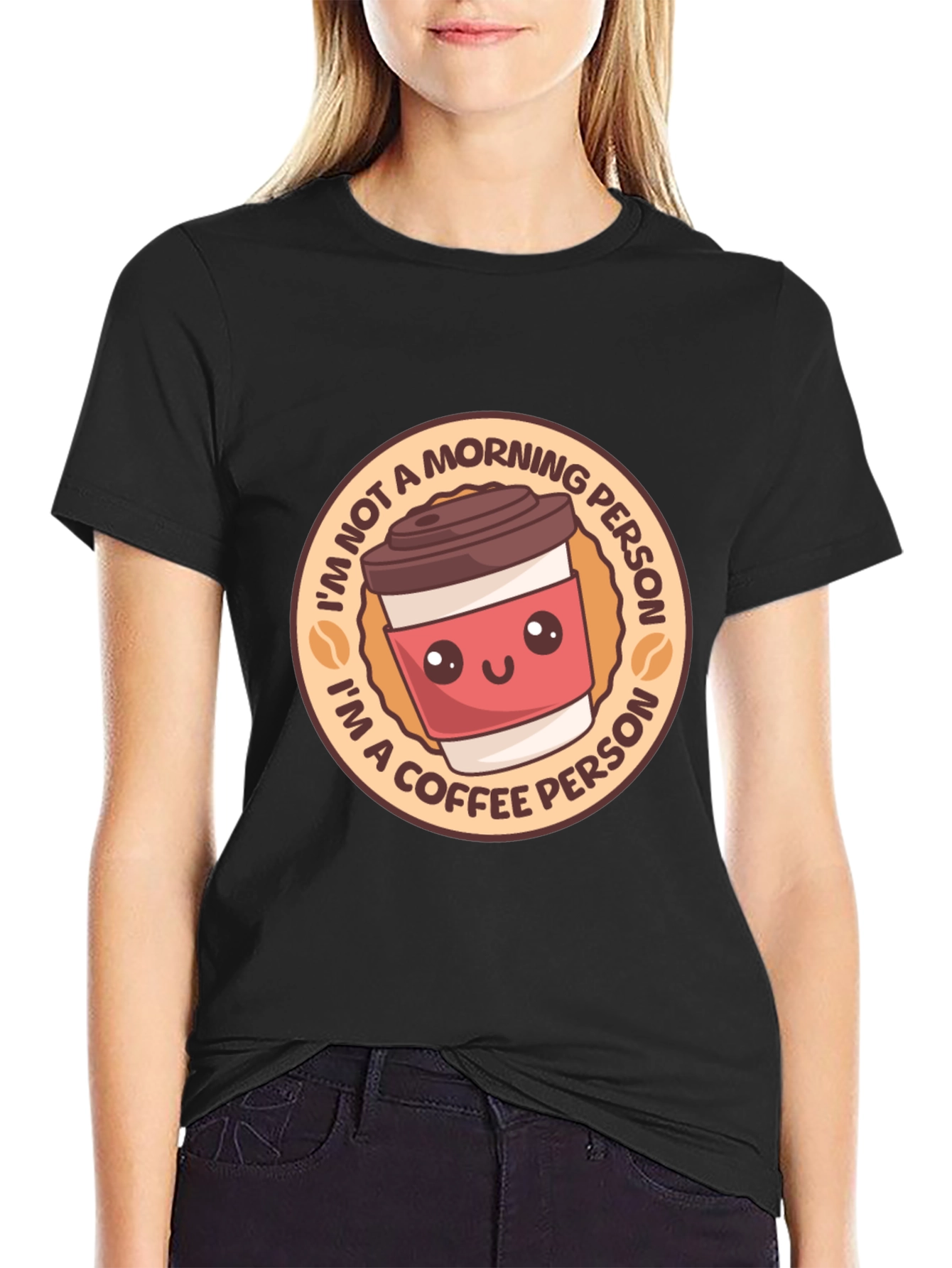 Black Coffee Person T-Shirt - Funny Morning Tee view 2