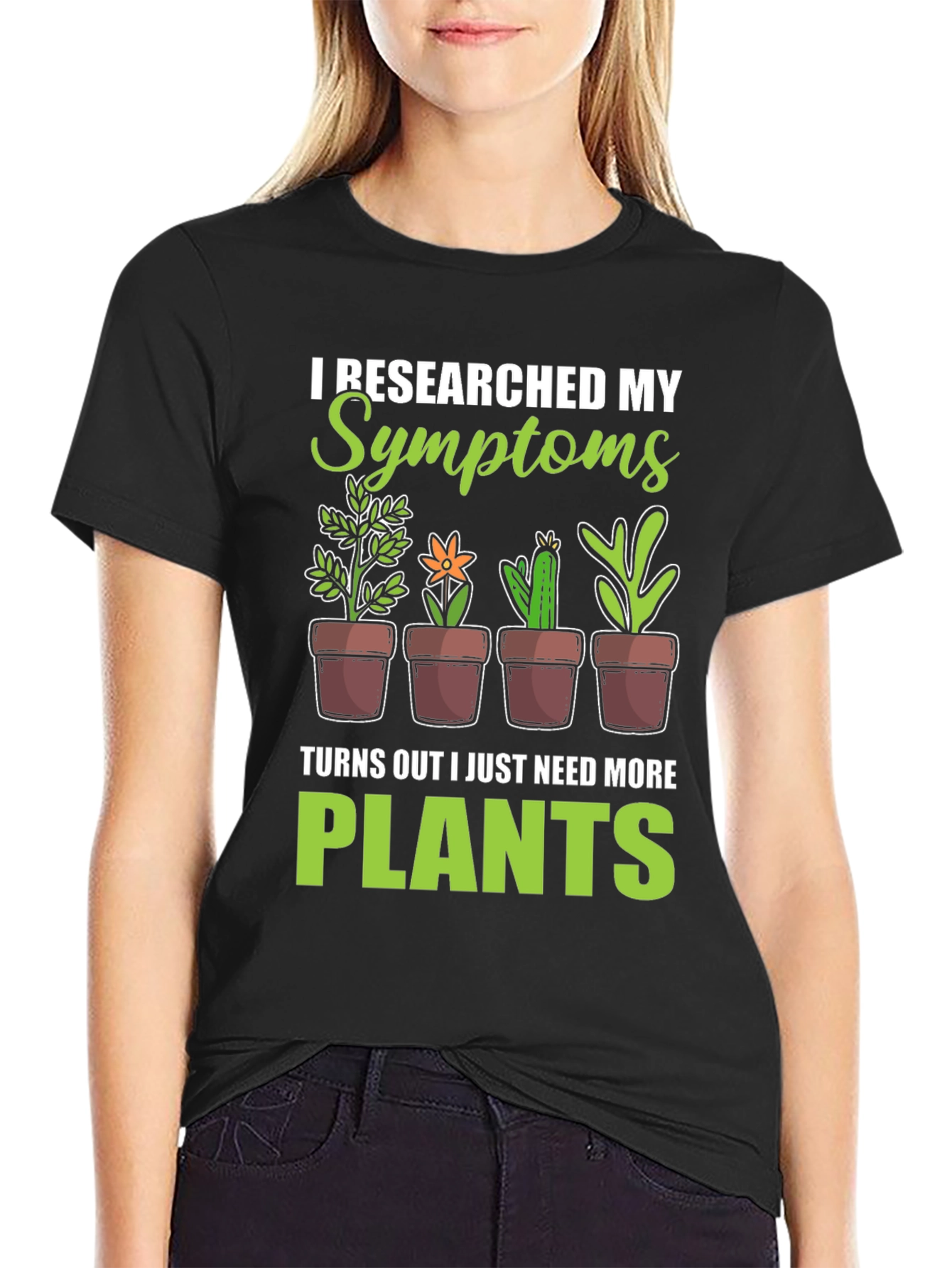 Black More Plants T-Shirt Funny Gardening Tee view 2