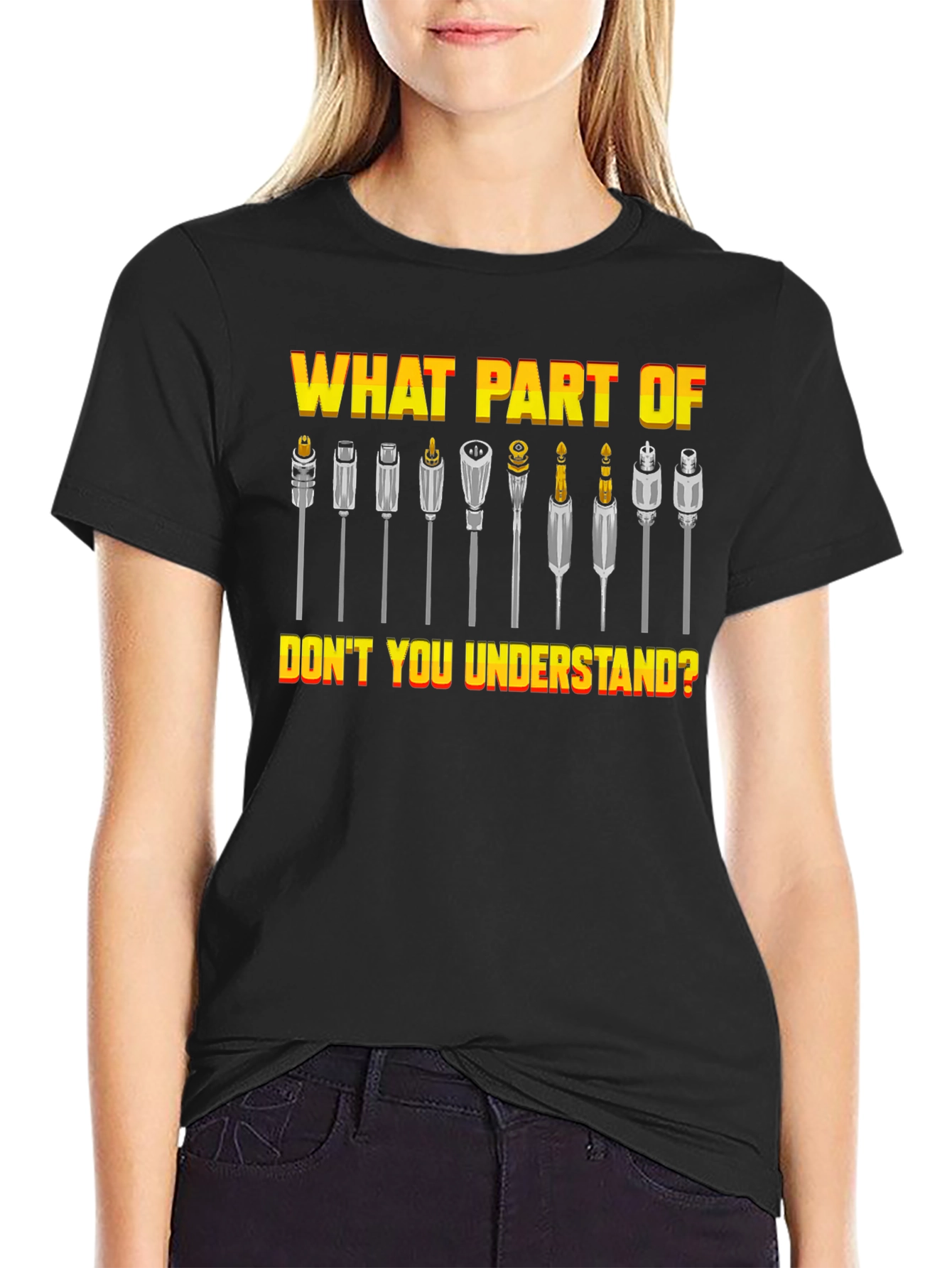 Black Audio Connector Humor T-Shirt - What Part Don't You Understand? view 2