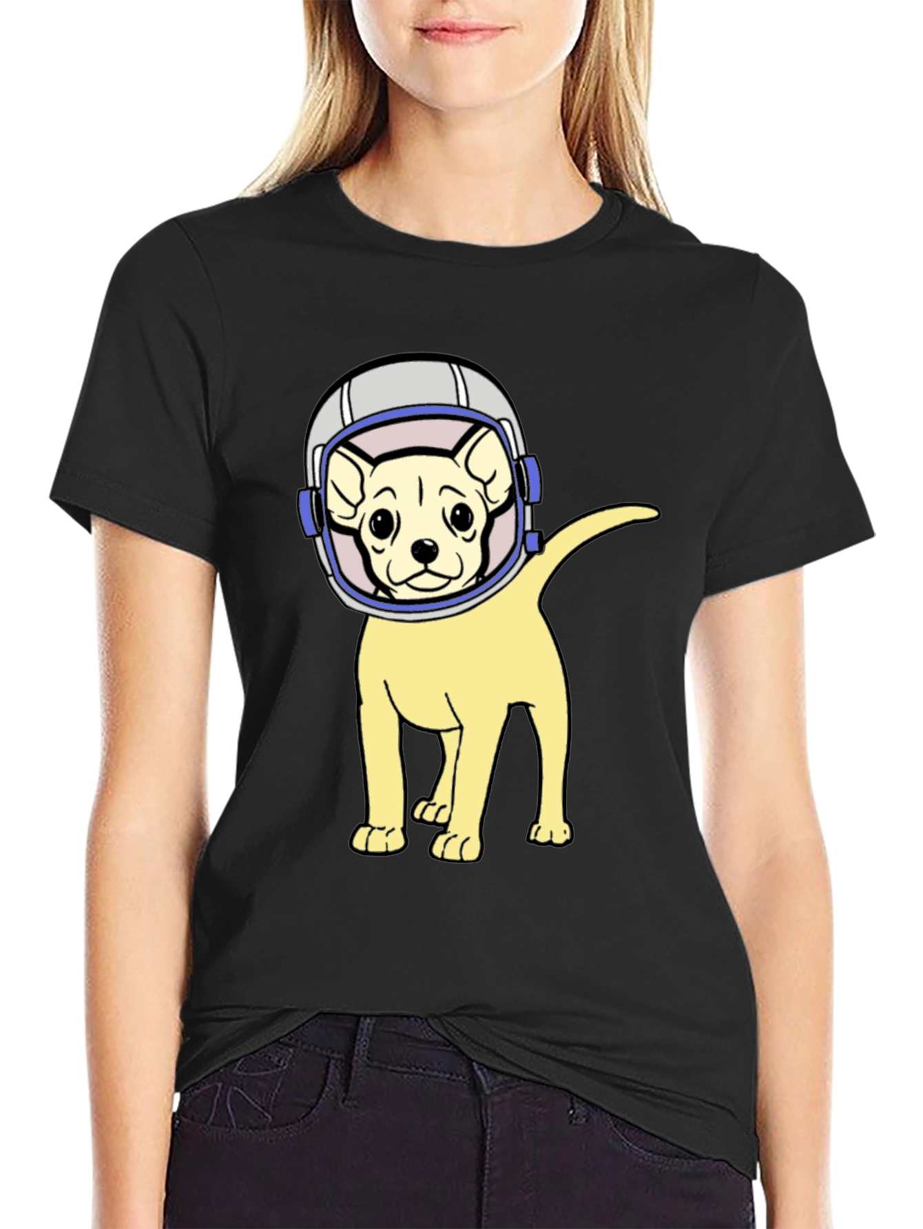 Black Astronaut Dog T-Shirt - Space Pup Tee view 2