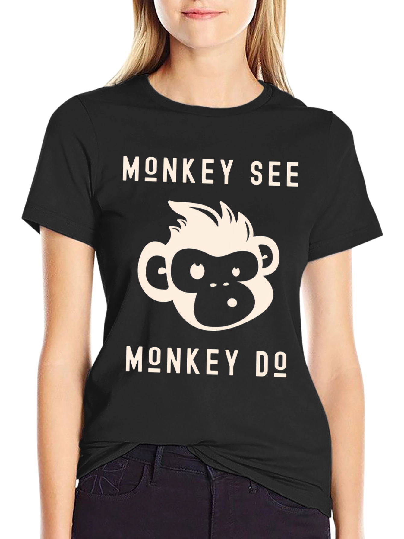 Black Monkey See Monkey Do Graphic Tee view 2
