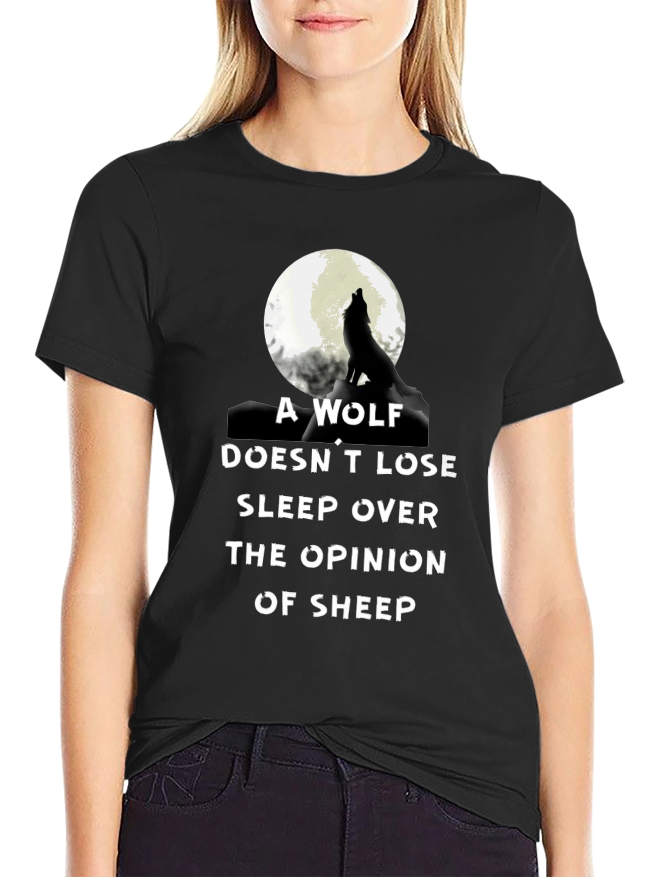 Black Wolf Opinion Graphic Tee - Black Cotton Comfort view 2