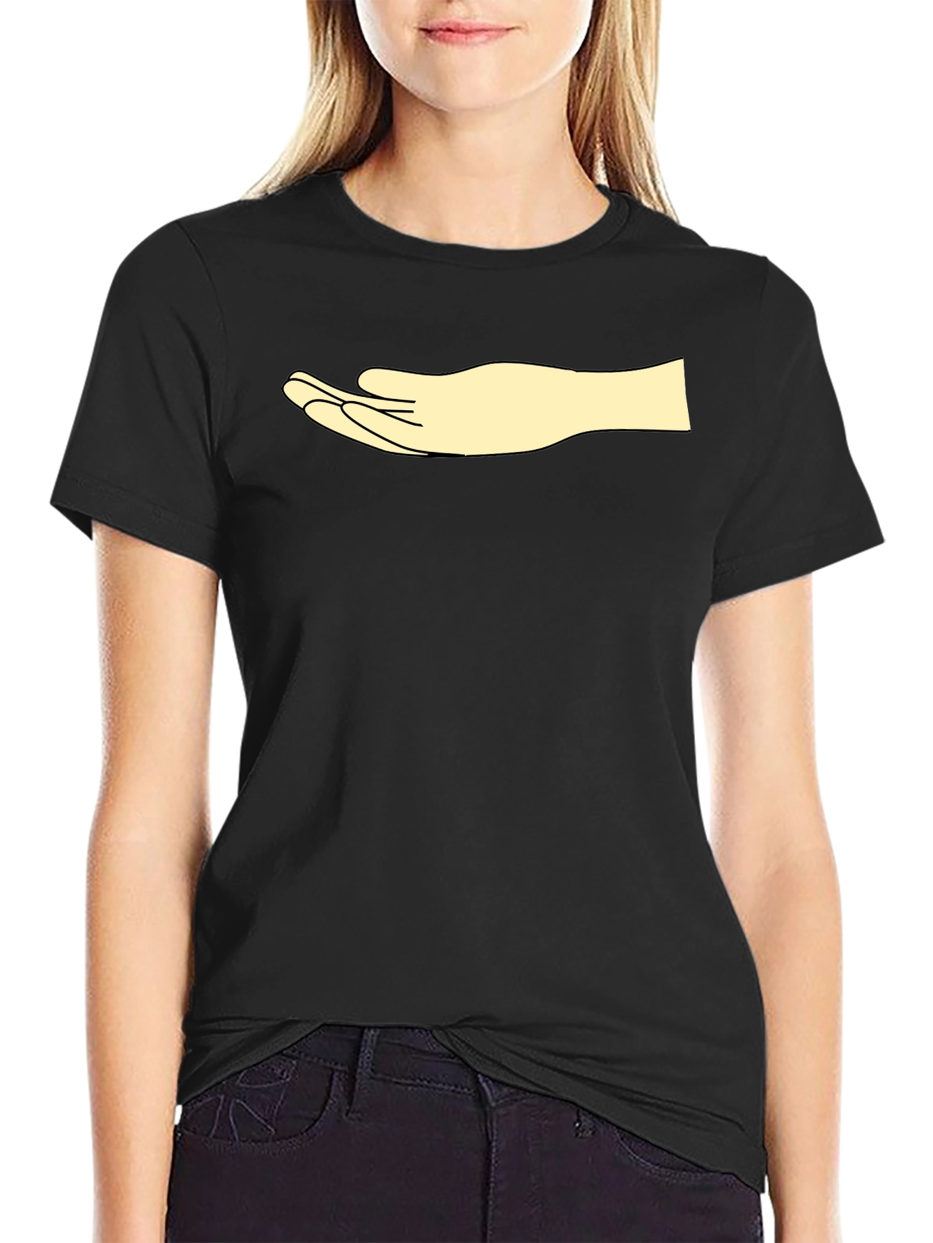 Black Black Graphic Tee - Open Hand Design - Men's Casual Shirt view 2