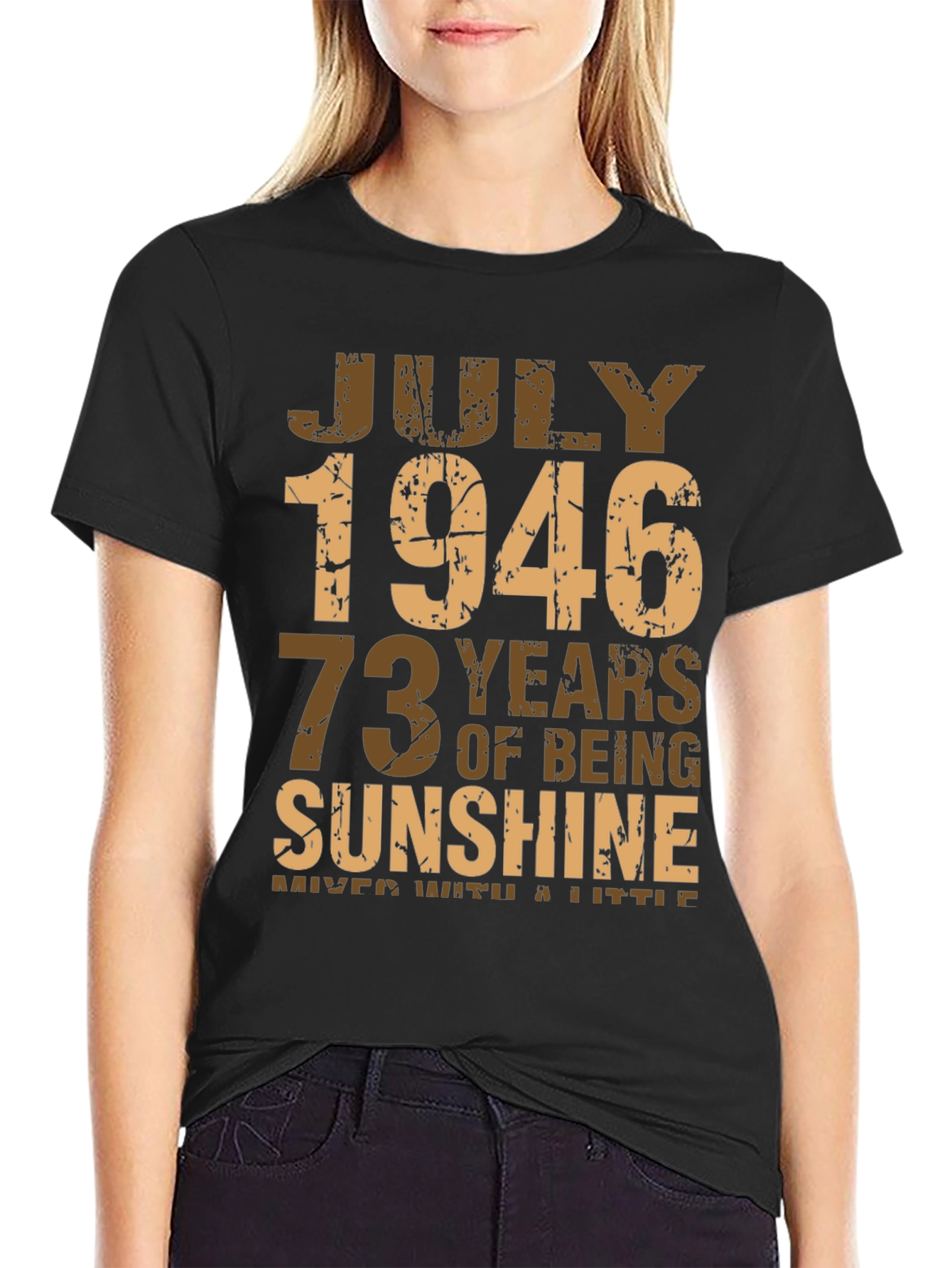 Black July 1946 Vintage Birthday T-Shirt view 2