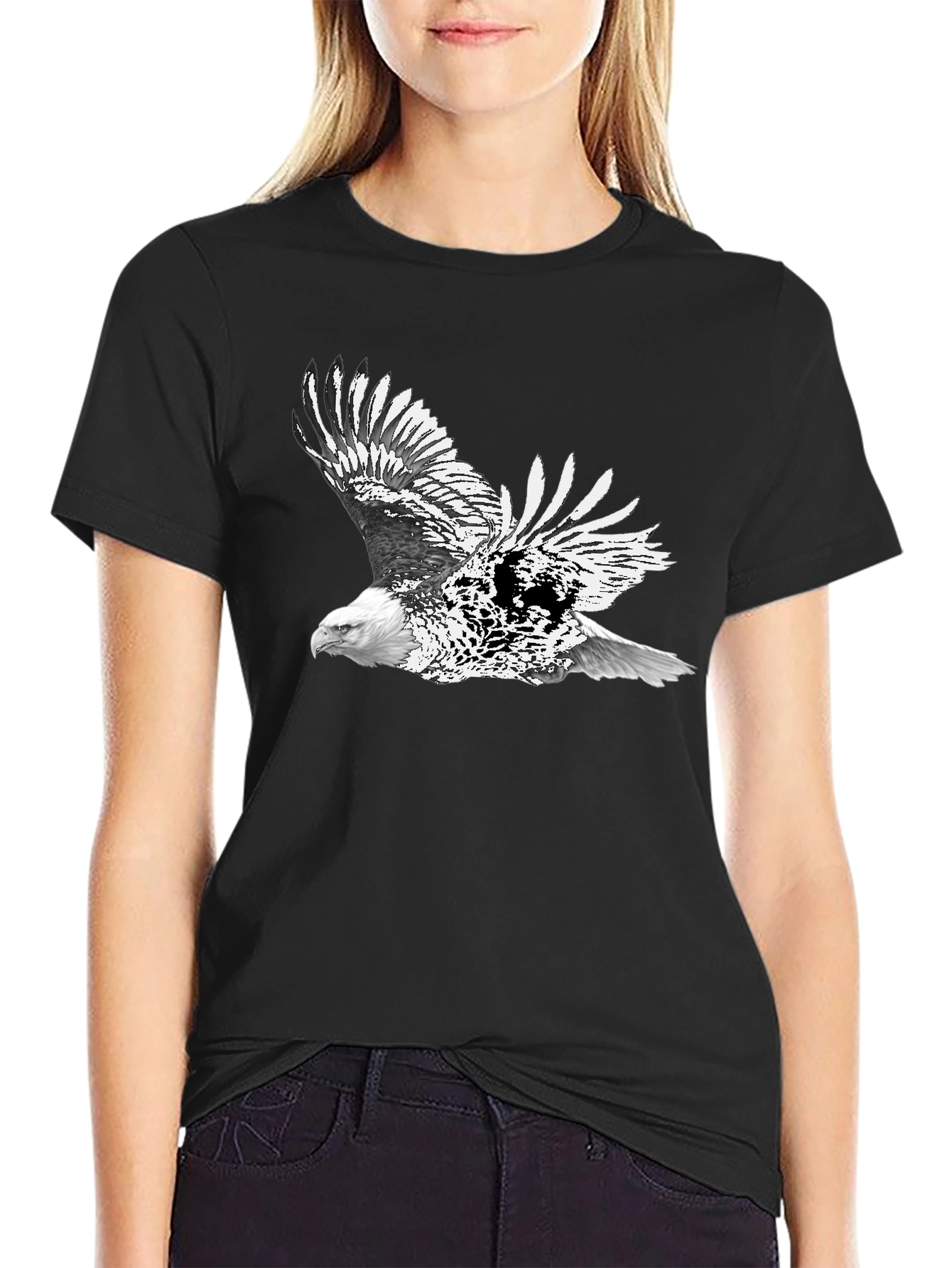 Black Bald Eagle Graphic Black T-Shirt | Men's Short Sleeve Tee view 2