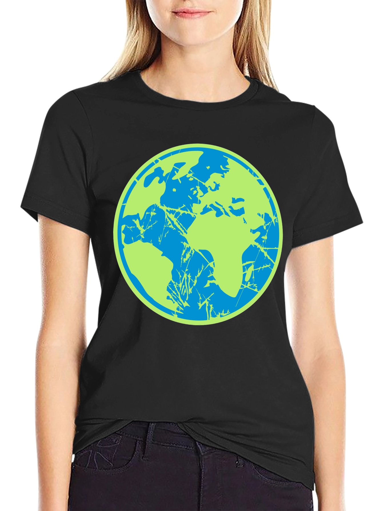 Black Earth Graphic Tee - Black Cotton Casual T-Shirt view 2