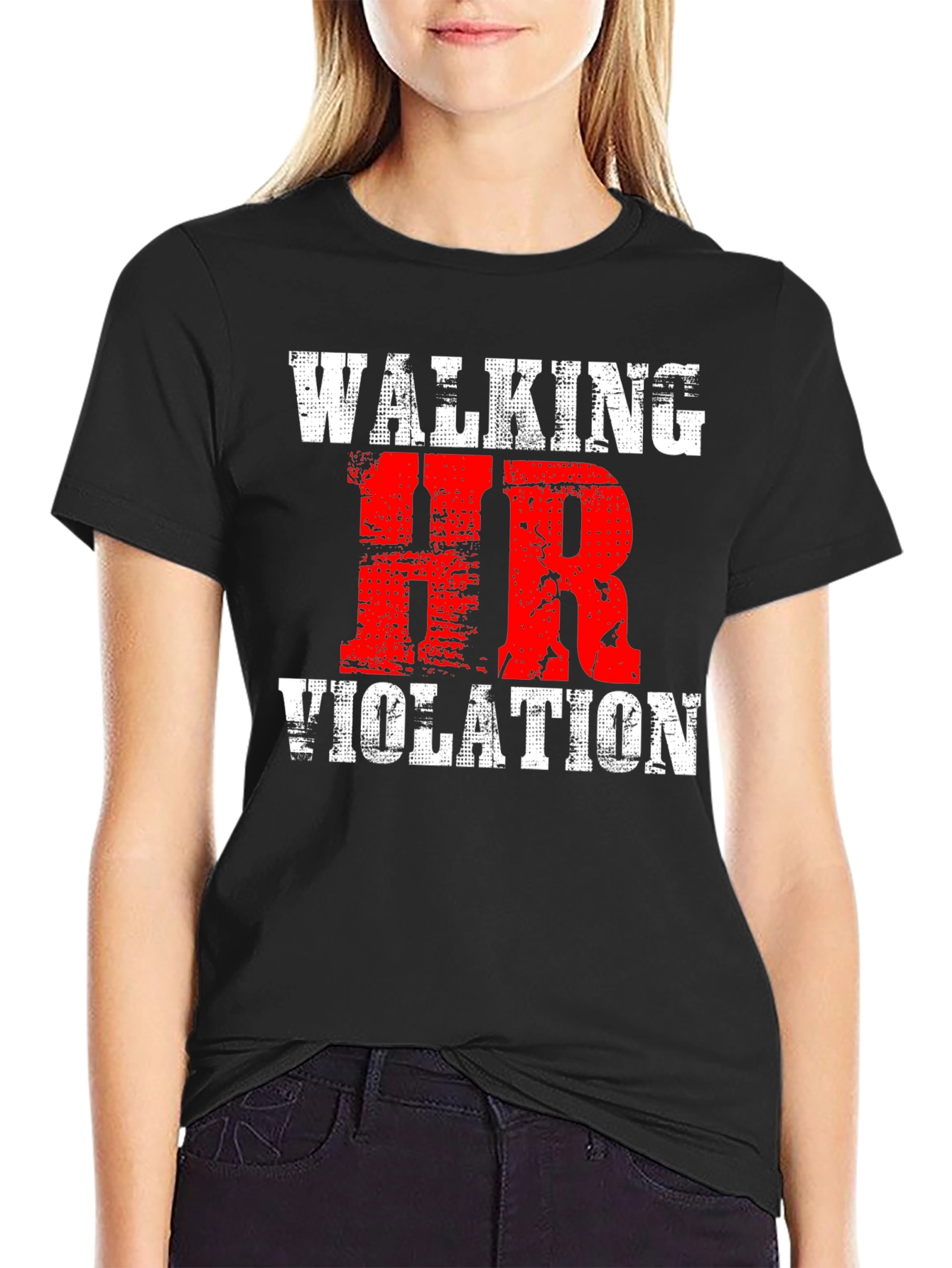 Black Walking HR Violation Novelty Graphic T-Shirt view 2