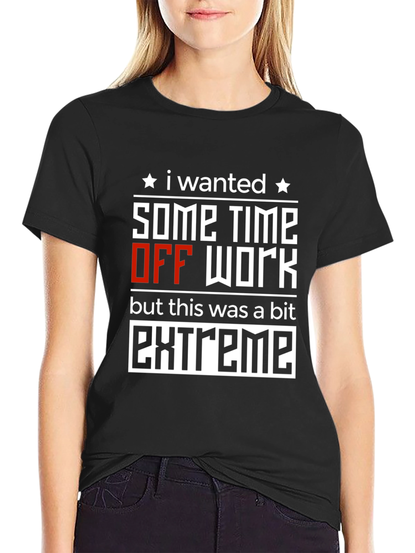 Black Extreme Time Off T-Shirt: Funny Work Humor Tee view 2