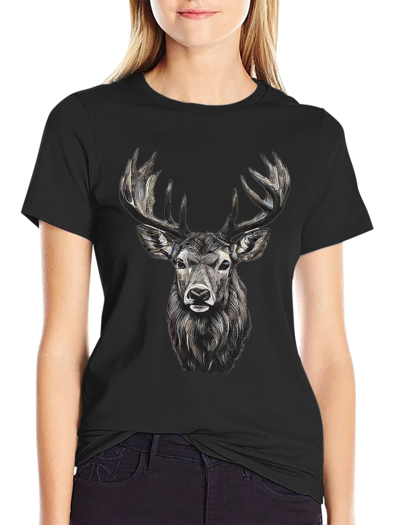 Black Deer Graphic Tee - Black Cotton Blend view 2
