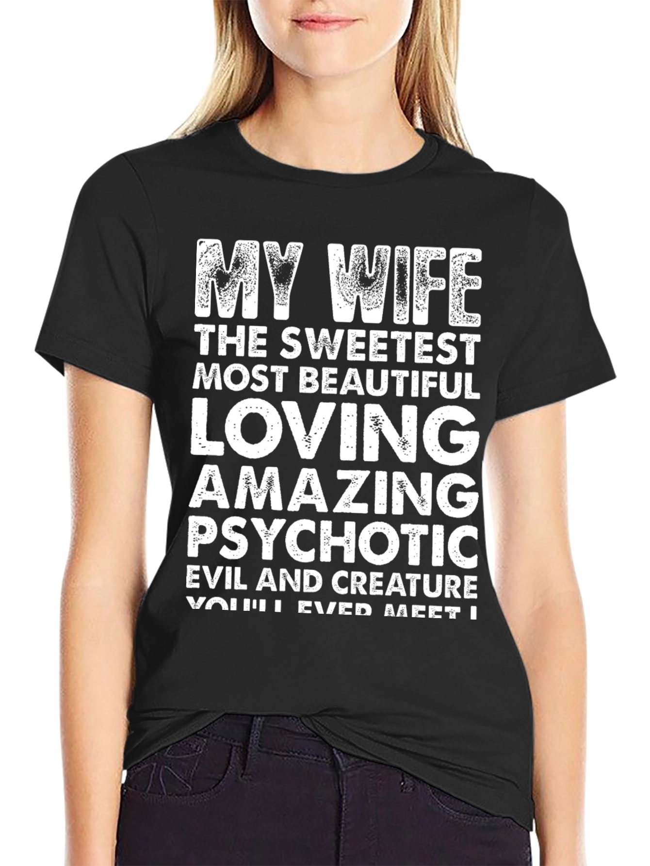 Black My Wife Funny Graphic T-Shirt view 2