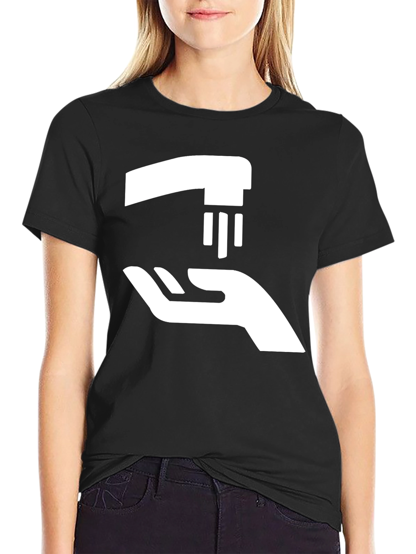 Black Wash Your Hands Black Graphic T-Shirt view 2