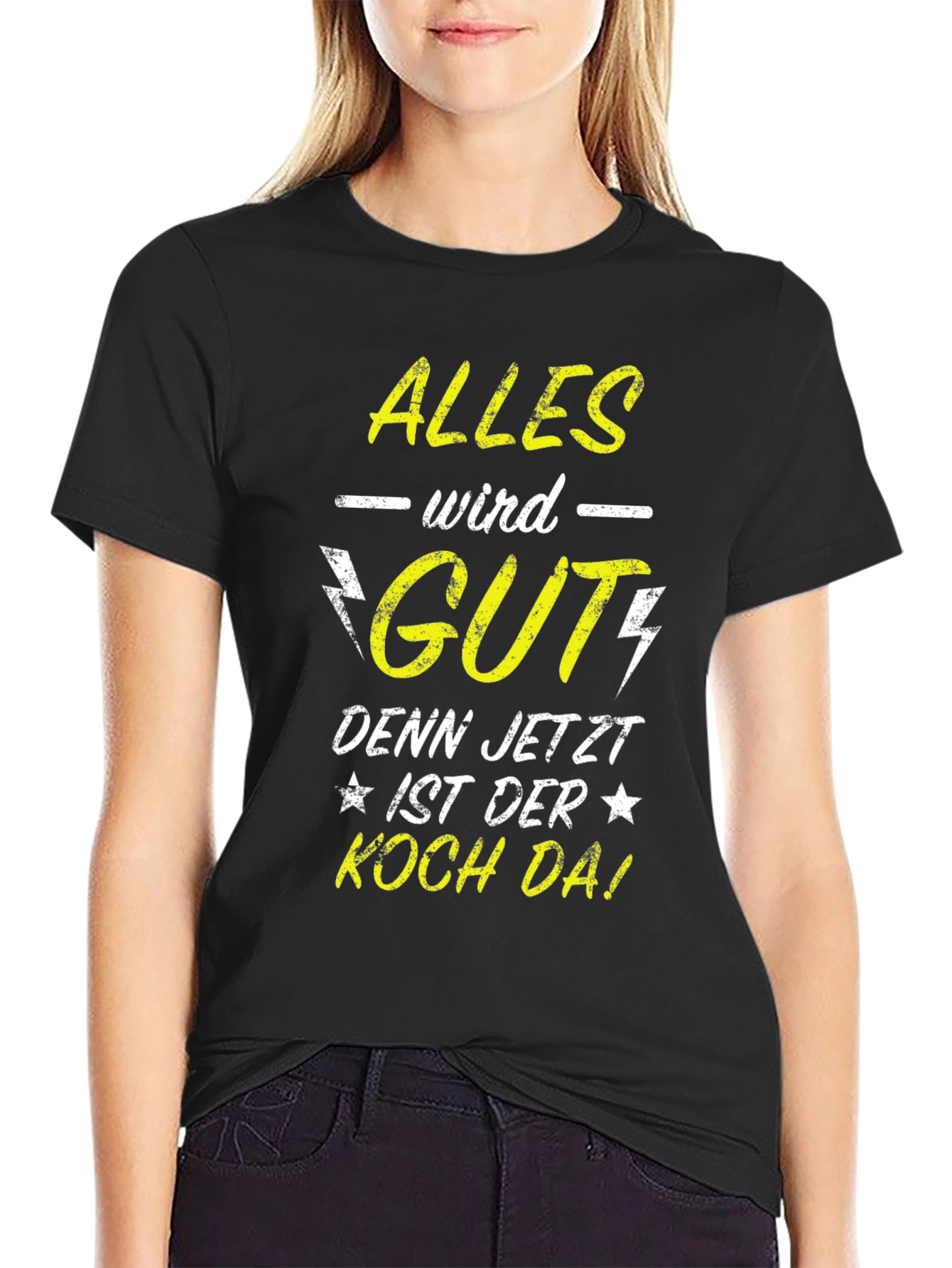 Black Alles Wird Gut T-Shirt - German Chef Humor Tee view 2
