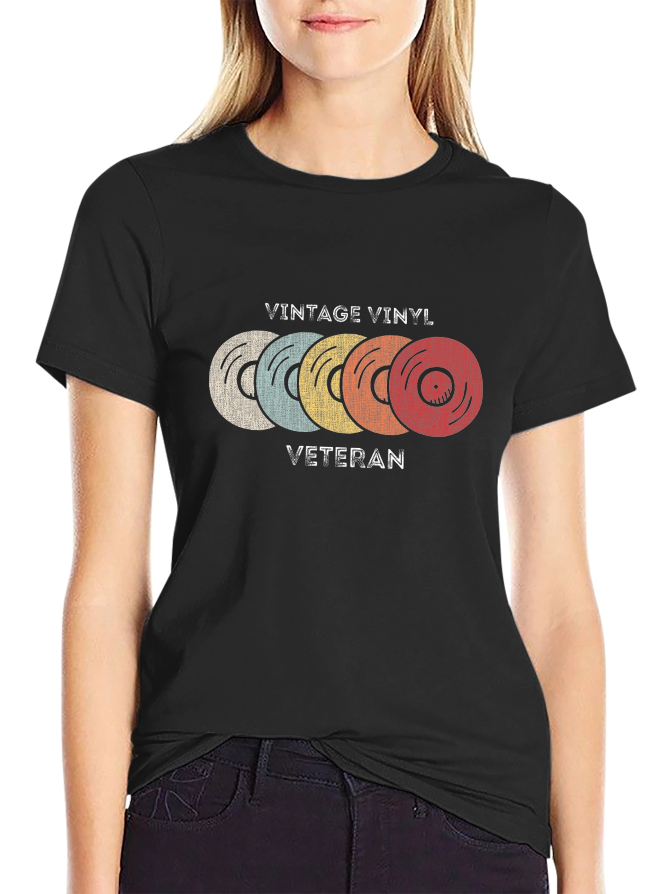 Black Vintage Vinyl Veteran Graphic T-Shirt view 2