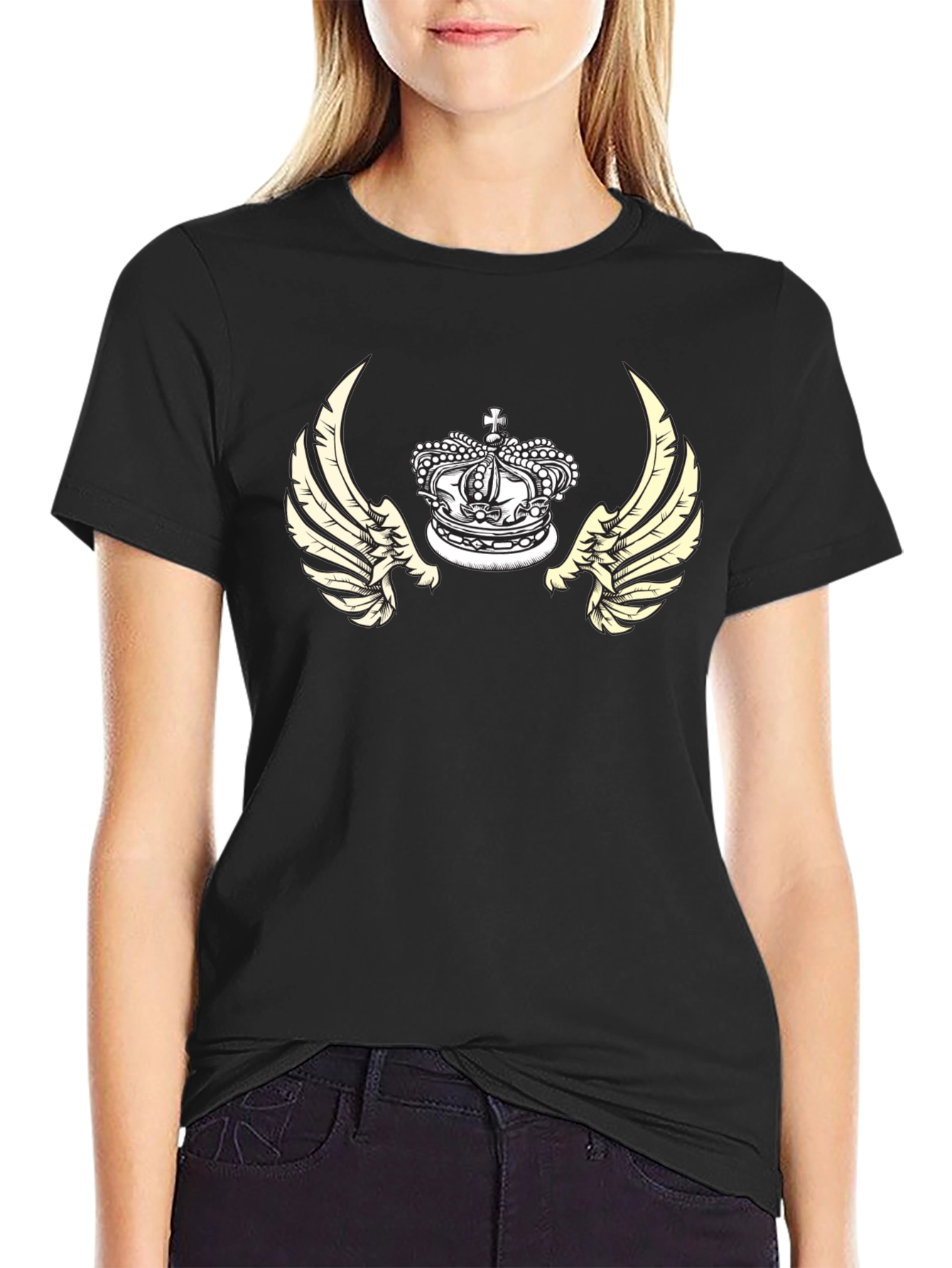 Black Winged Crown Graphic Tee - Black view 2