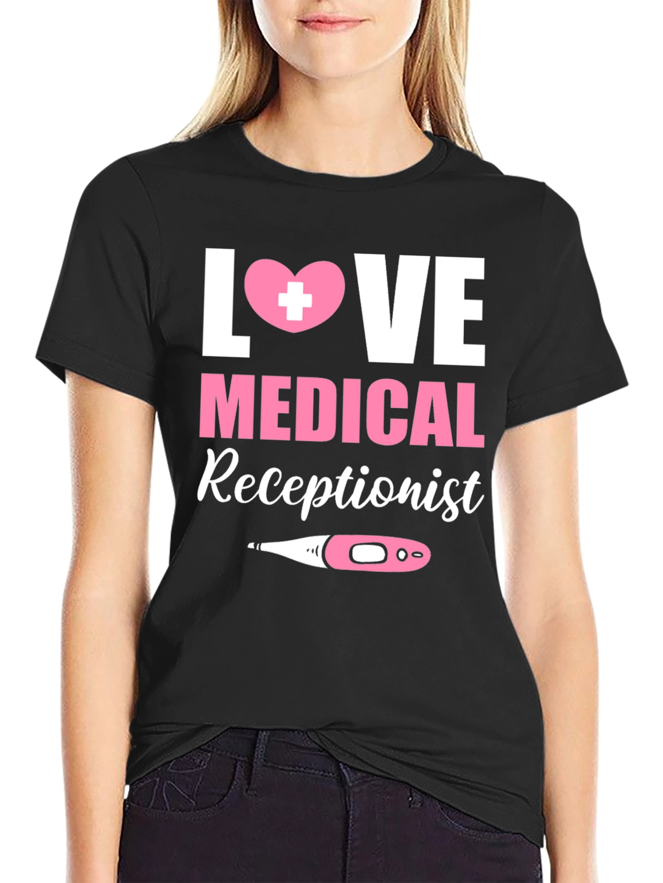 Black Love Medical Receptionist Graphic T-Shirt view 2