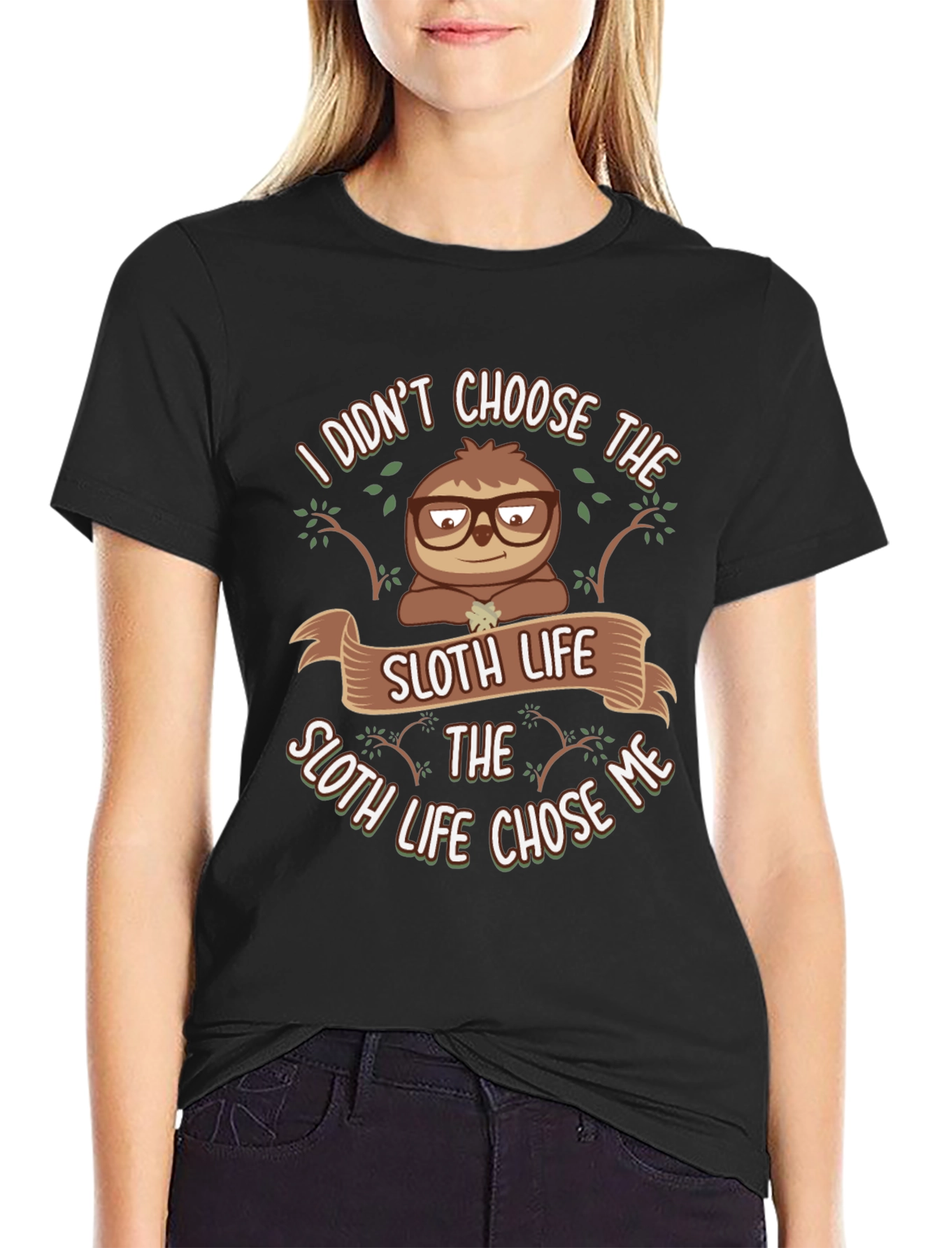 Black Sloth Life Graphic Tee - Funny Animal Lover T-Shirt view 2
