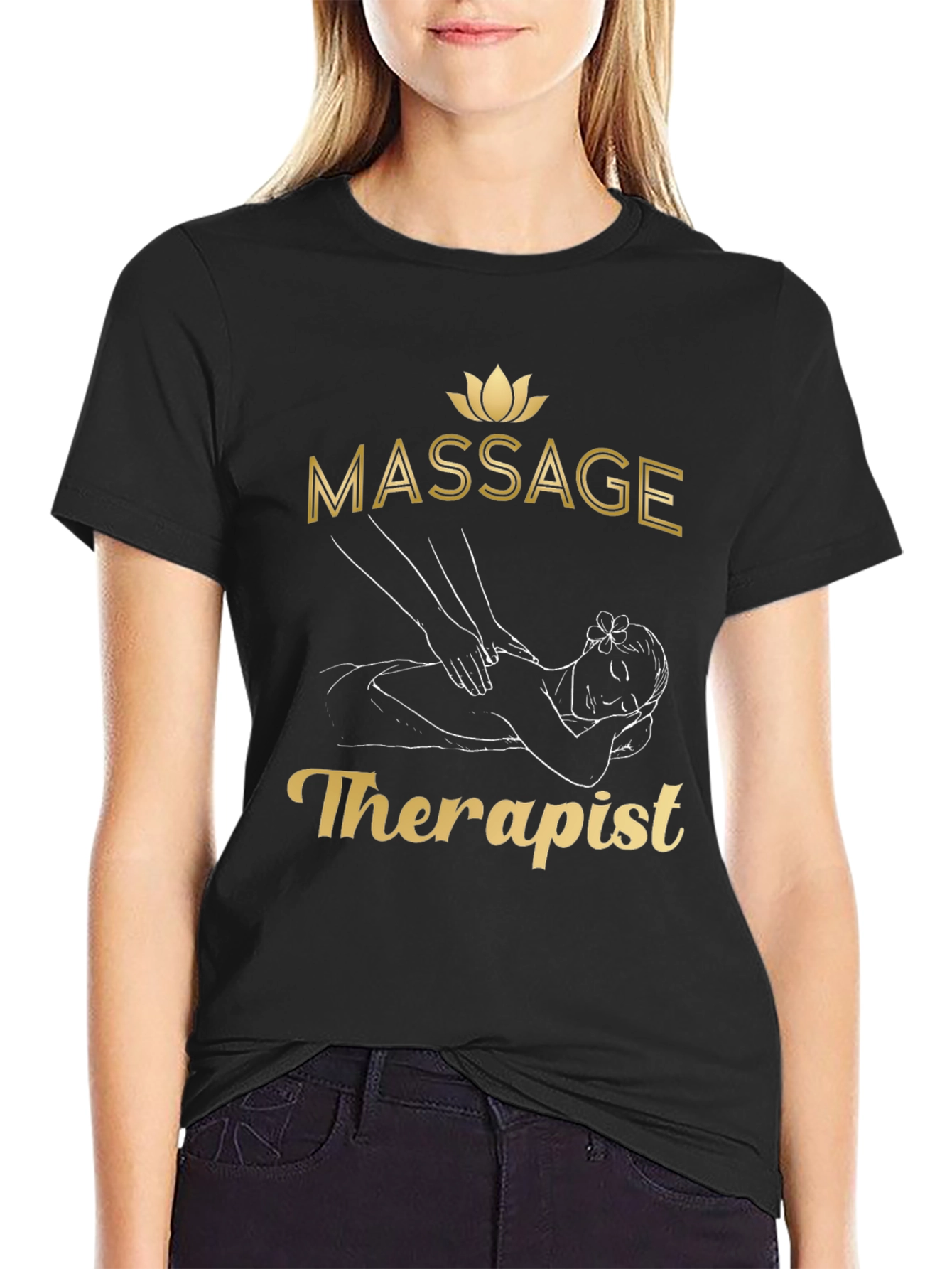 Black Massage Therapist T-Shirt - Relaxation & Wellness view 2