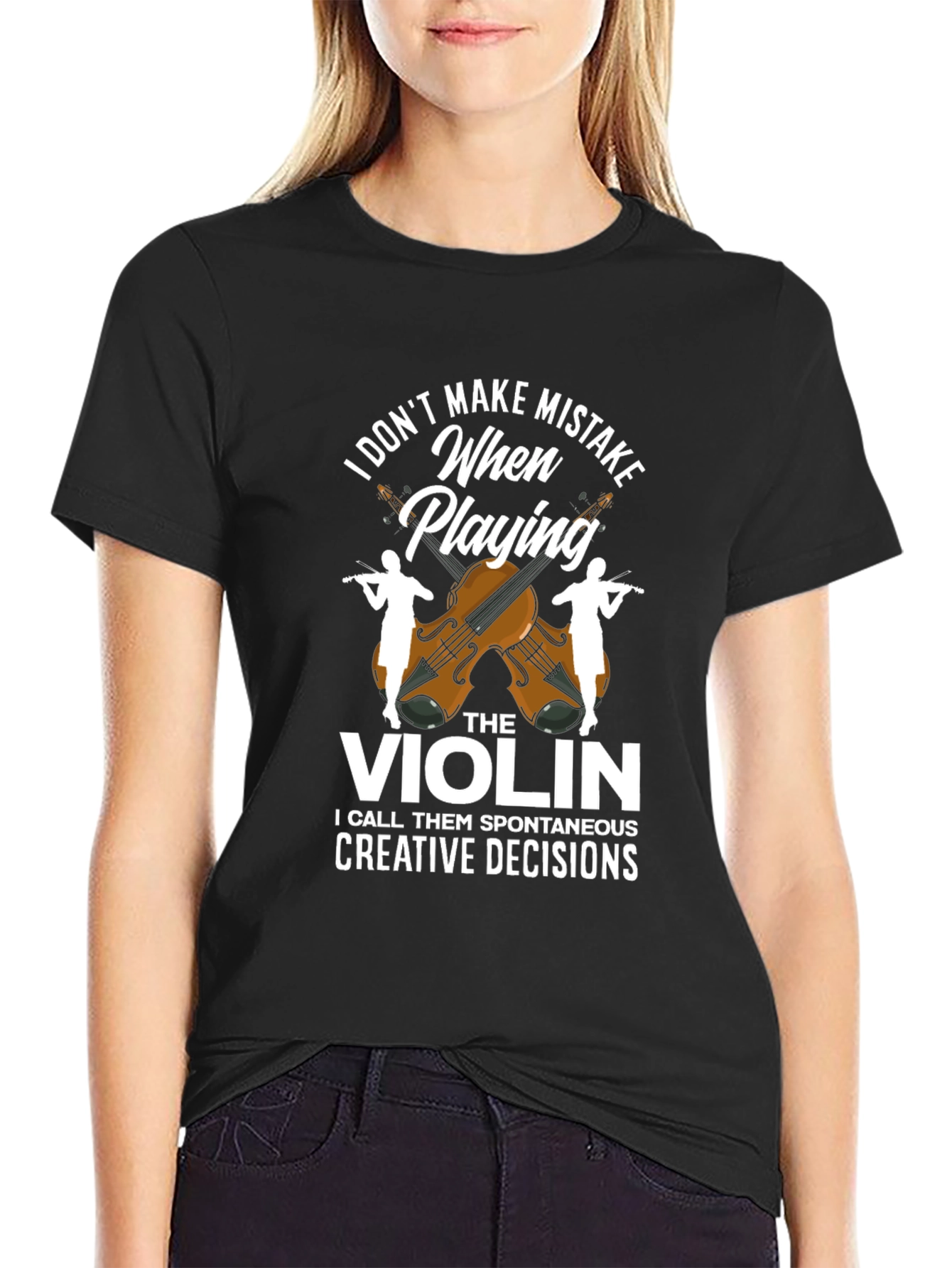 Black Funny Violinist T-Shirt - I Don't Make Mistakes view 2