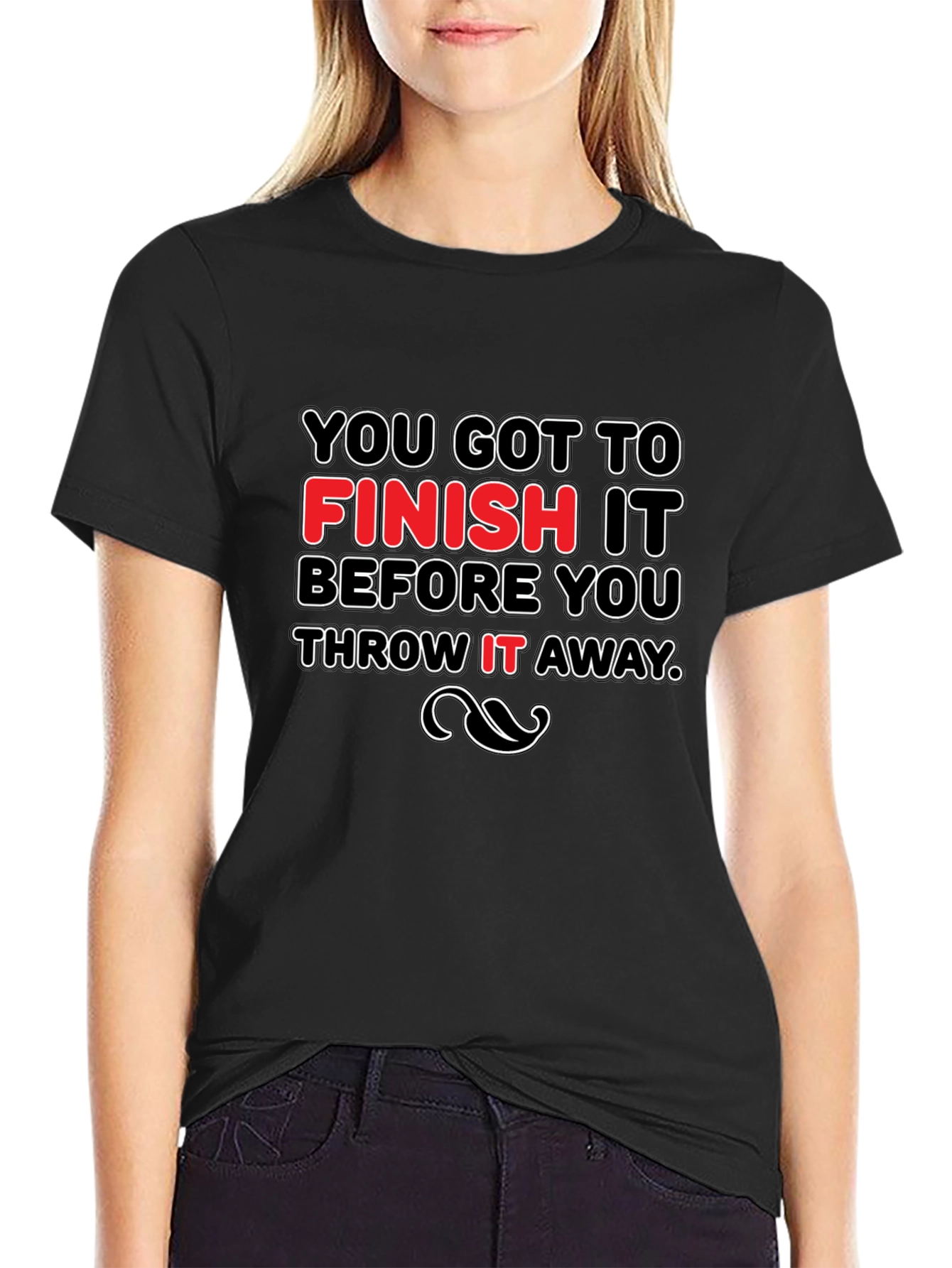 Black Motivational Slogan Graphic Black T-Shirt view 2