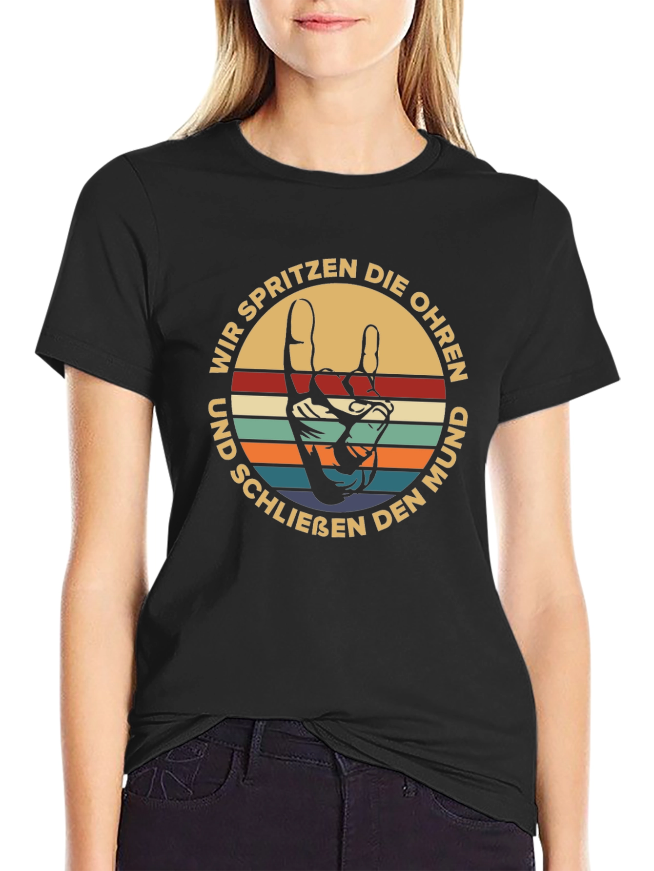 Black Retro German T-Shirt: Wir Spritzen Die Ohren view 2