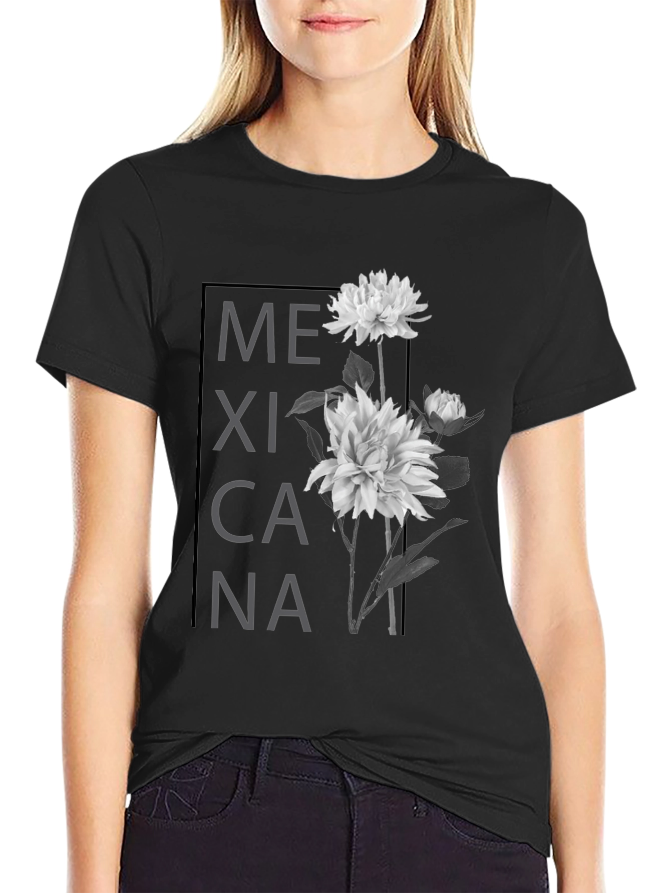 Black Mexicana Floral Graphic T-Shirt - Black view 2