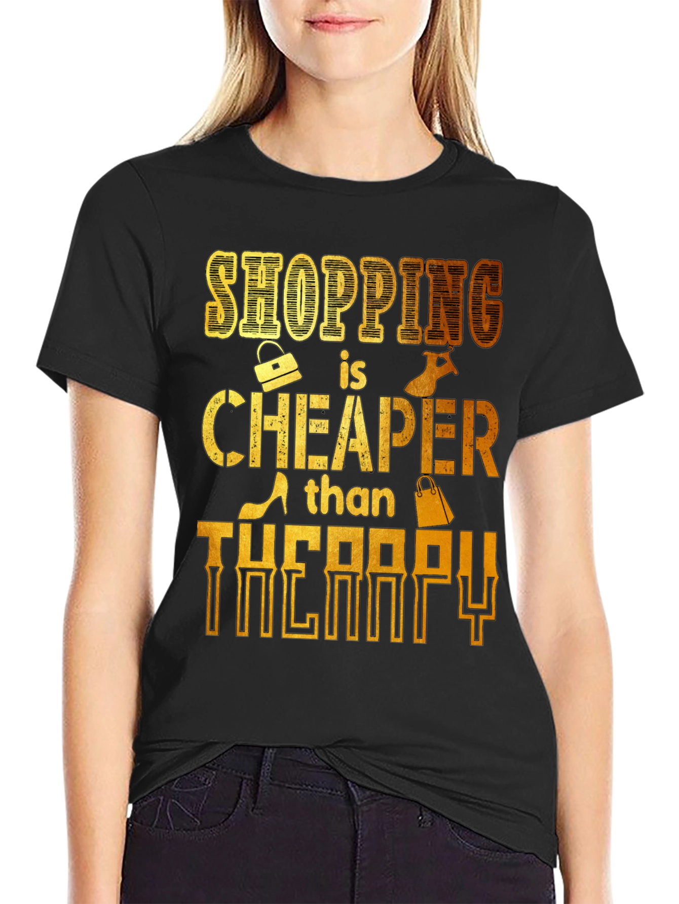 Shopping is Cheaper Than Therapy Graphic Tee - 2