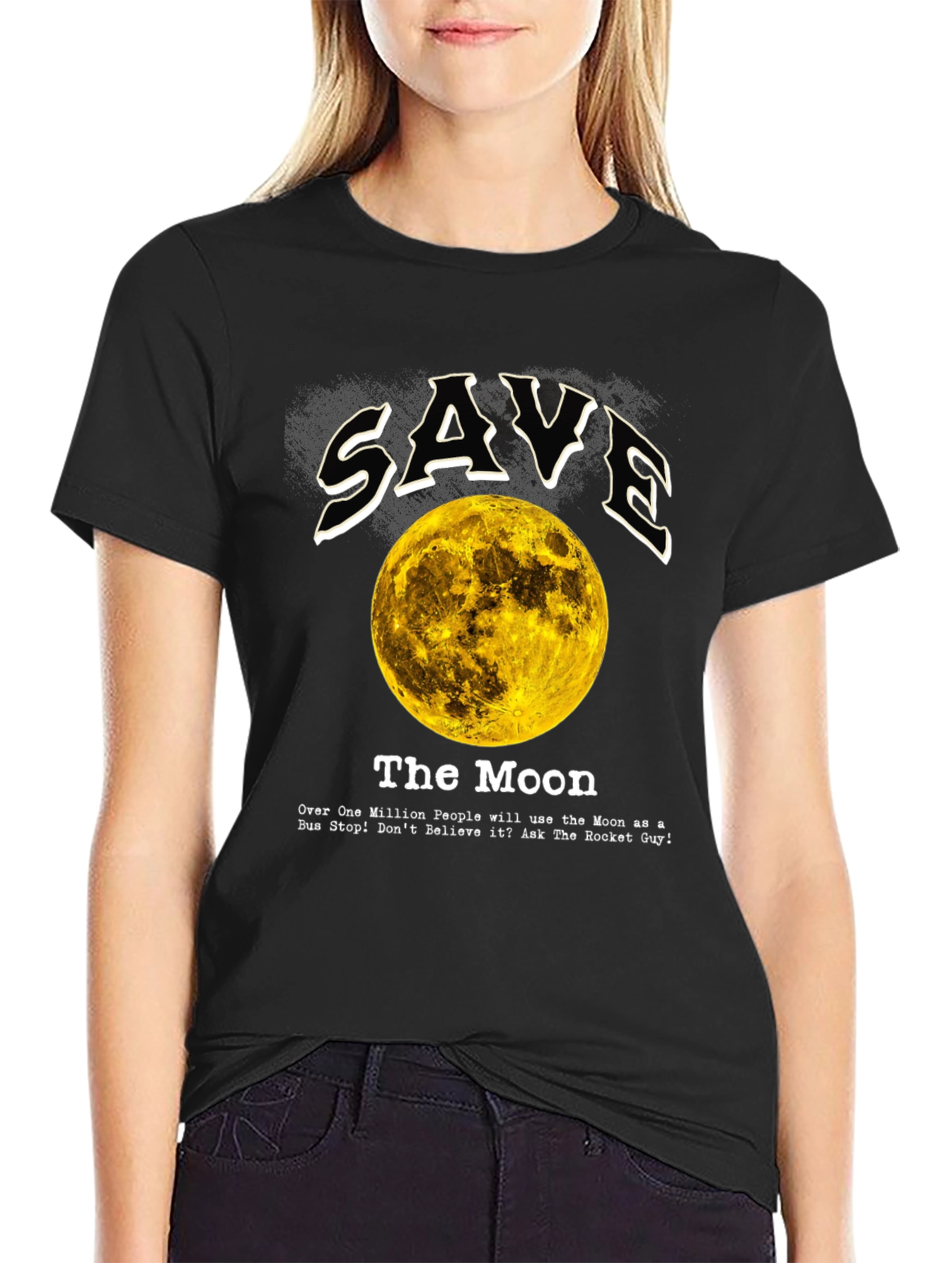Black Save the Moon Graphic Tee - Outer Space Awareness view 2
