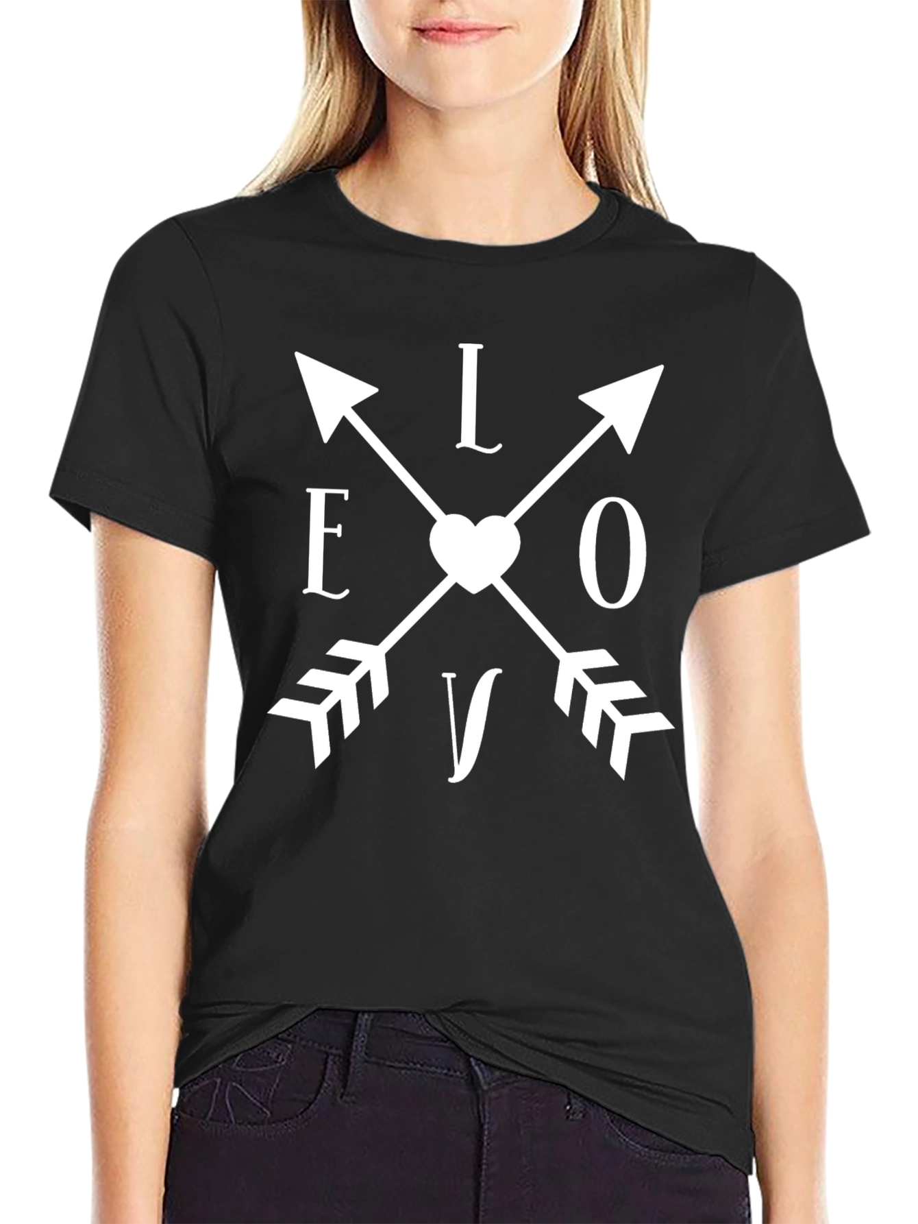 Black Love Arrows Graphic Tee - Stylish & Trendy T-Shirt view 2