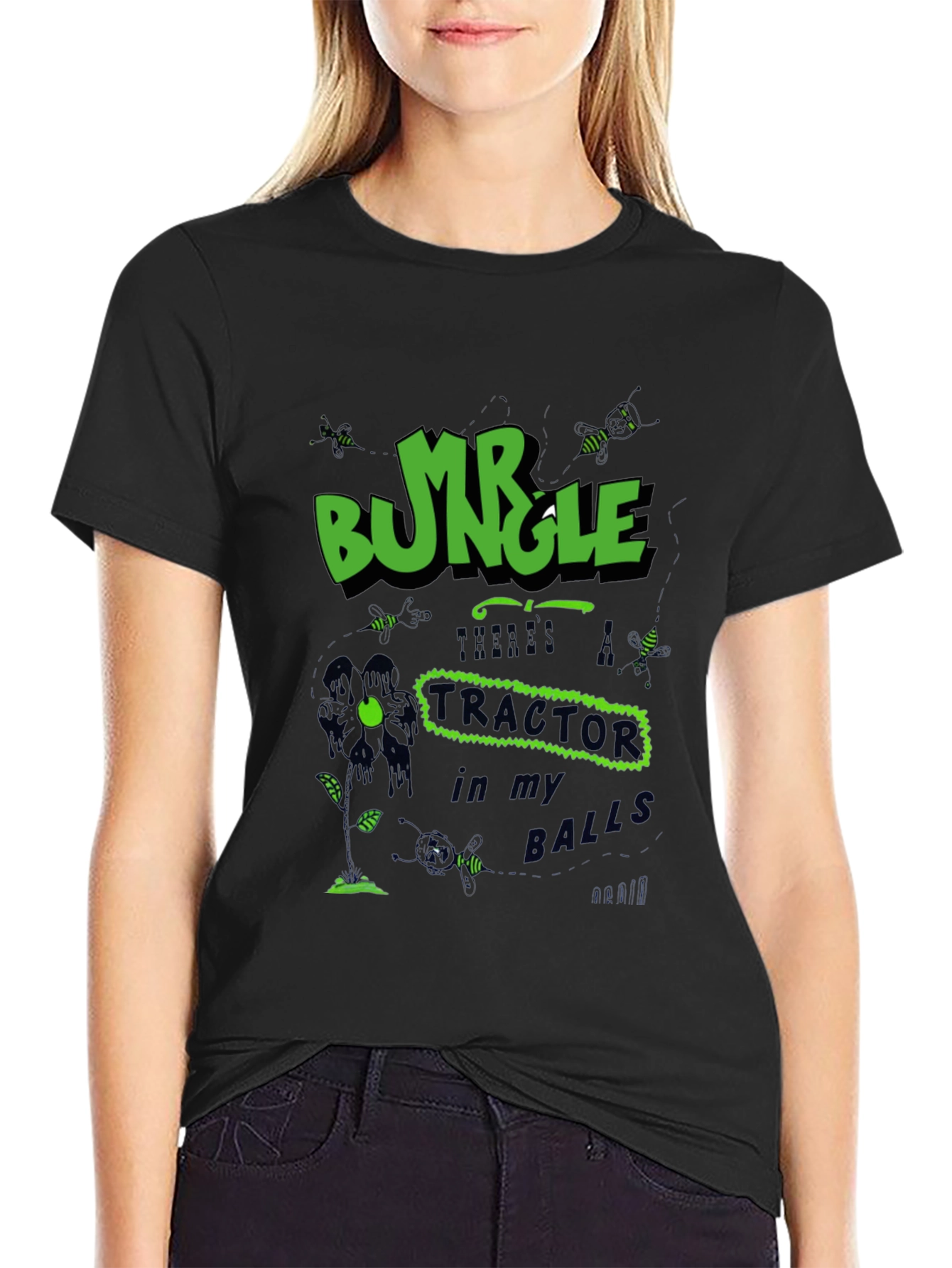 Black Mr. Bungle Tractor Balls T-Shirt view 2
