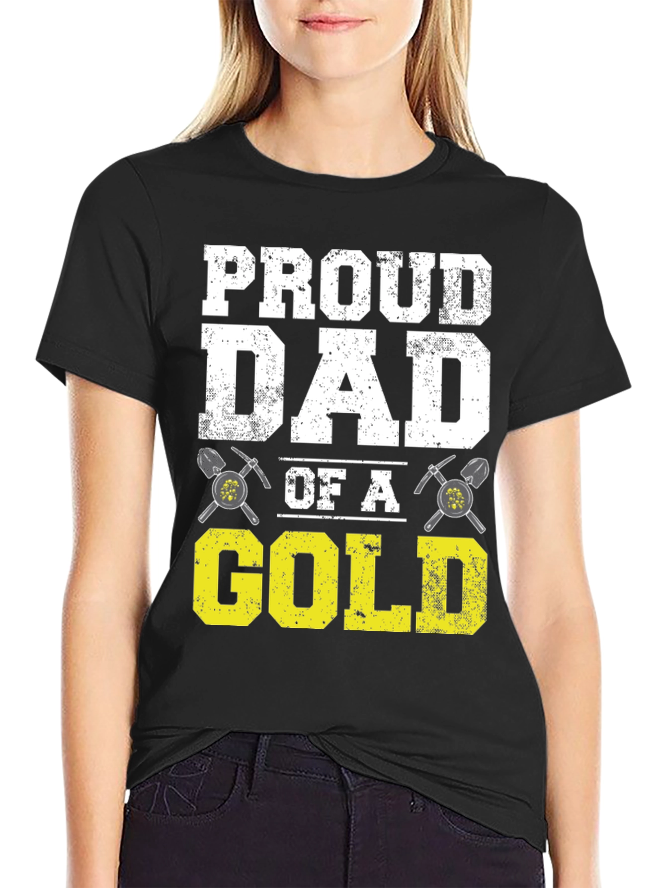Black Proud Dad of a Gold Digger T-Shirt view 2