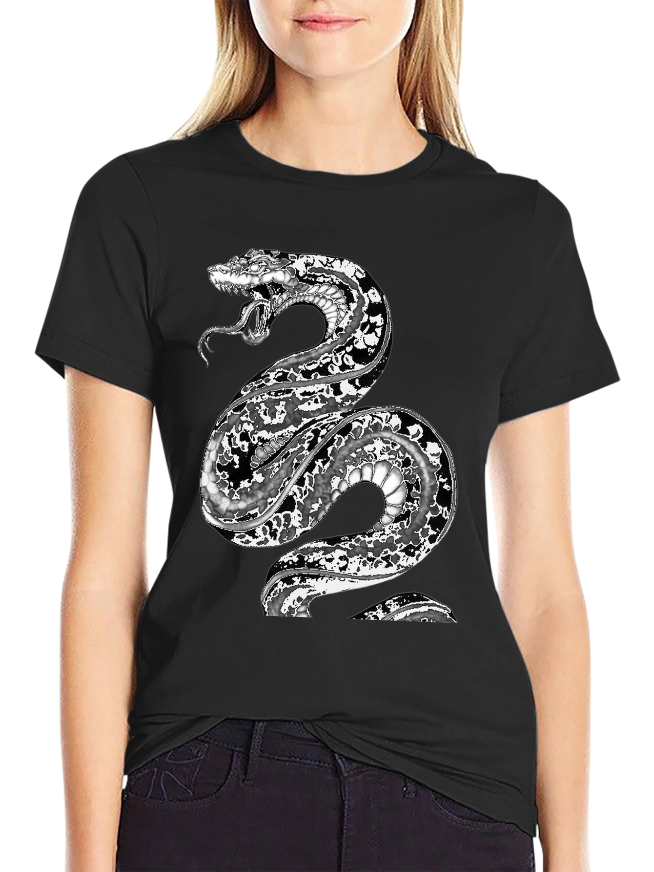 Black Snake Graphic Black T-Shirt view 2
