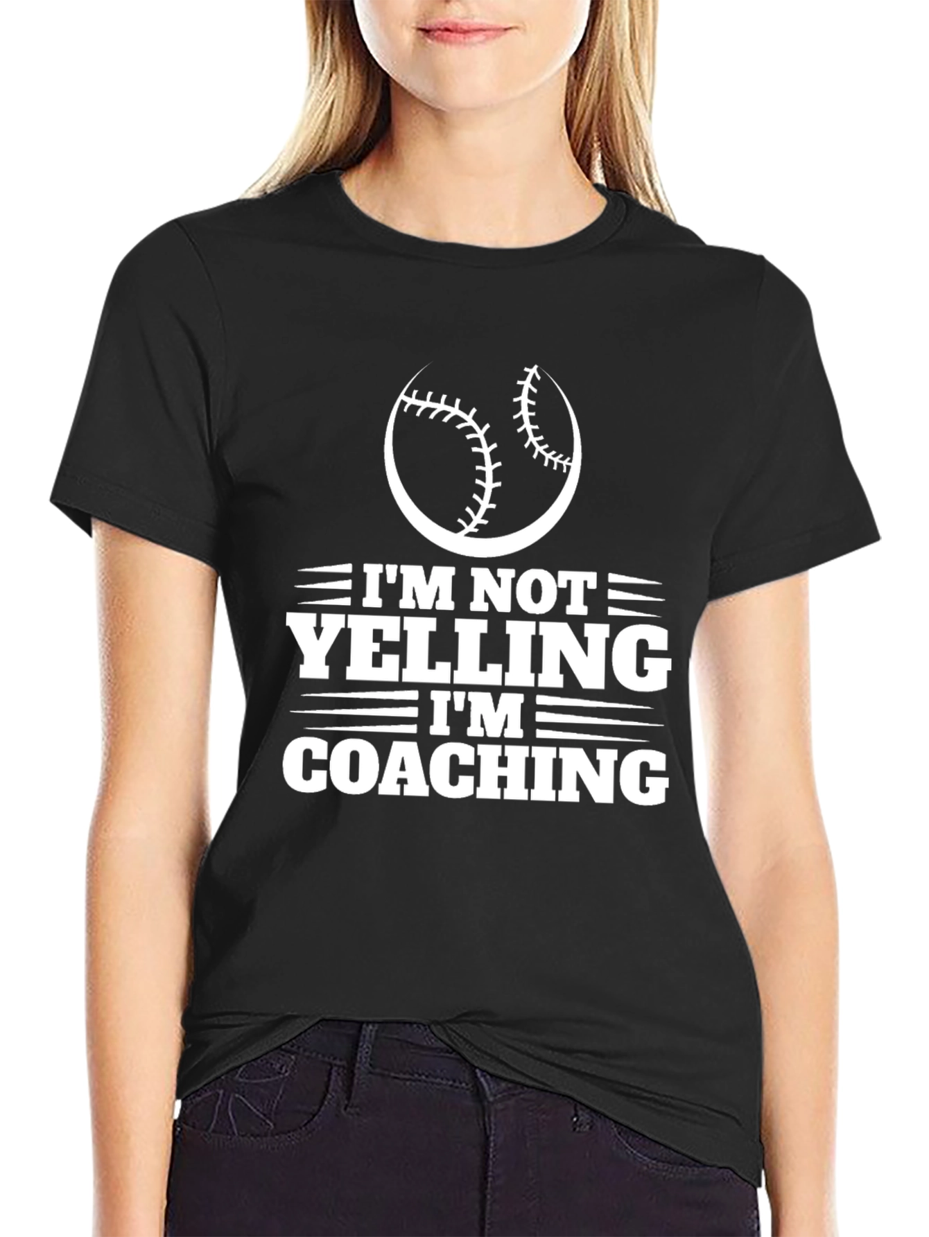 Black I'm Not Yelling I'm Coaching T-Shirt view 2