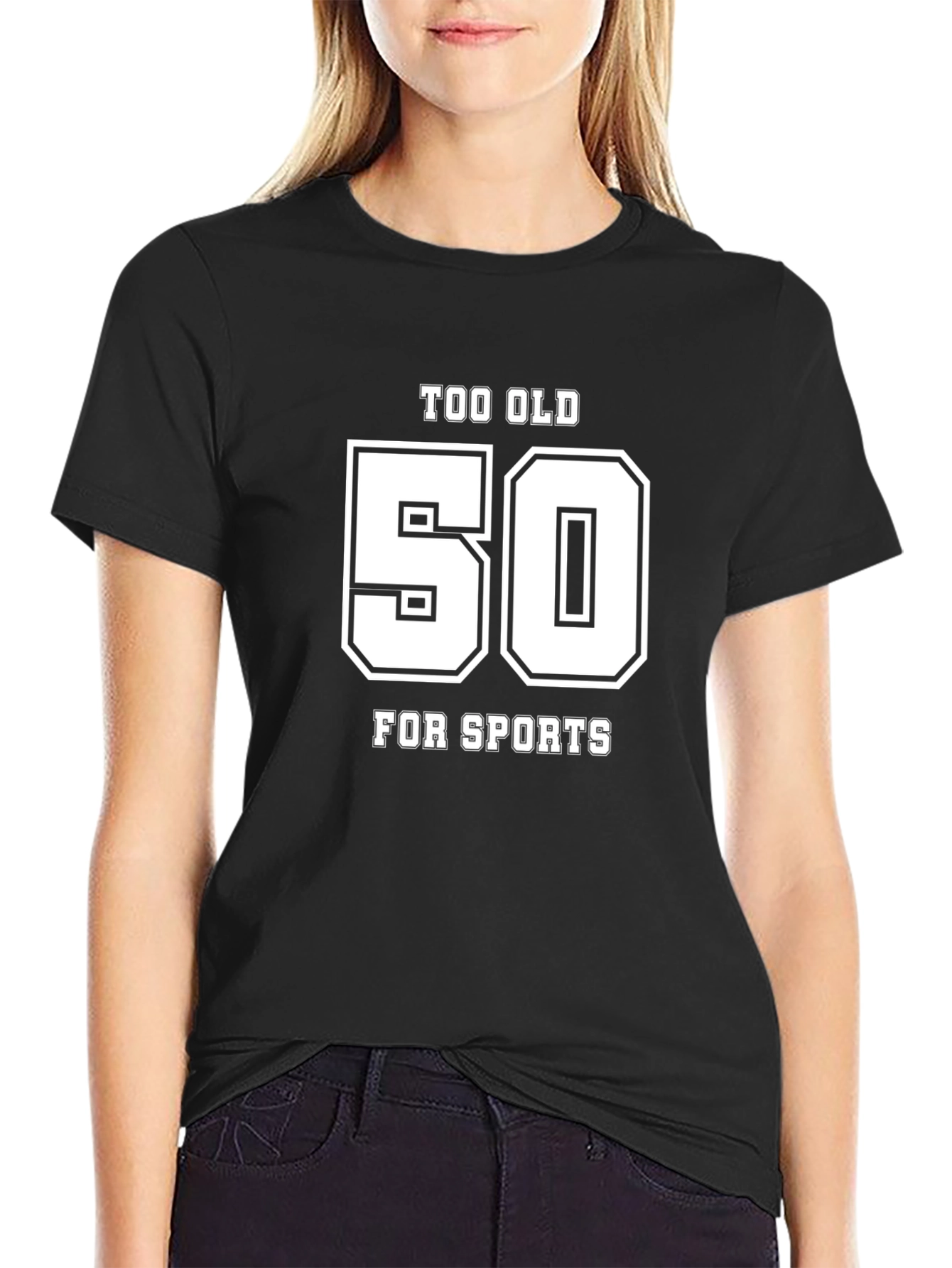 Black Too Old for Sports 50th Birthday T-Shirt view 2