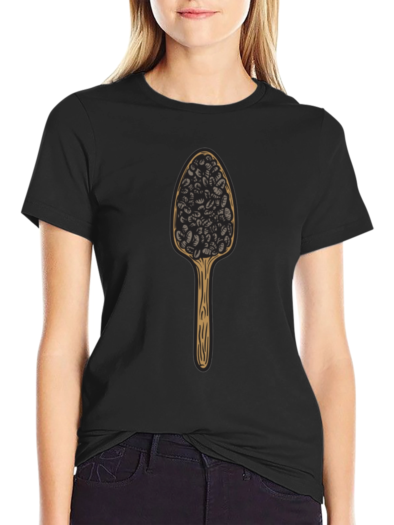 Black Novelty Spoon Black T-Shirt view 2