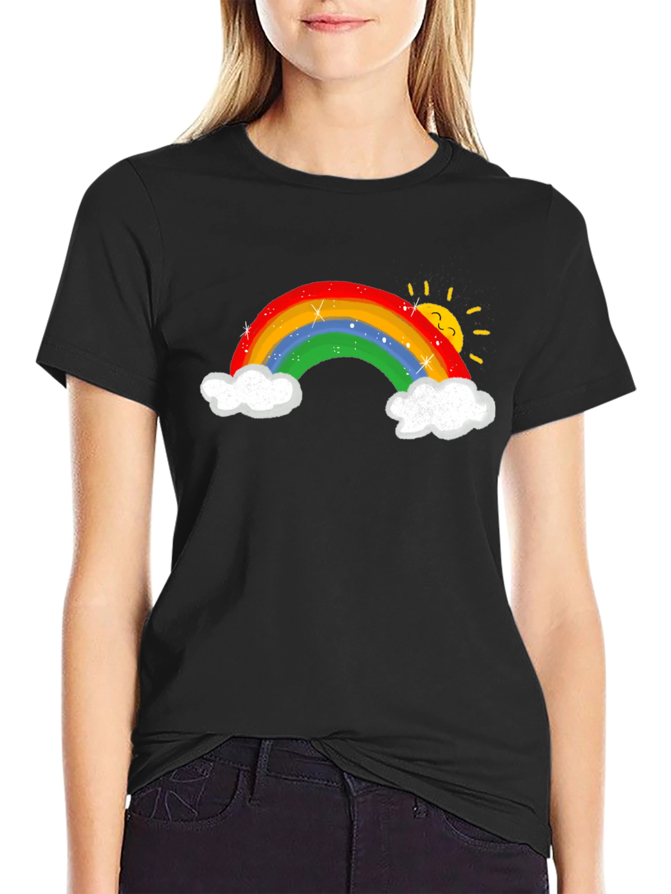 Black Rainbow Graphic T-Shirt - Unisex Cotton Tee view 2