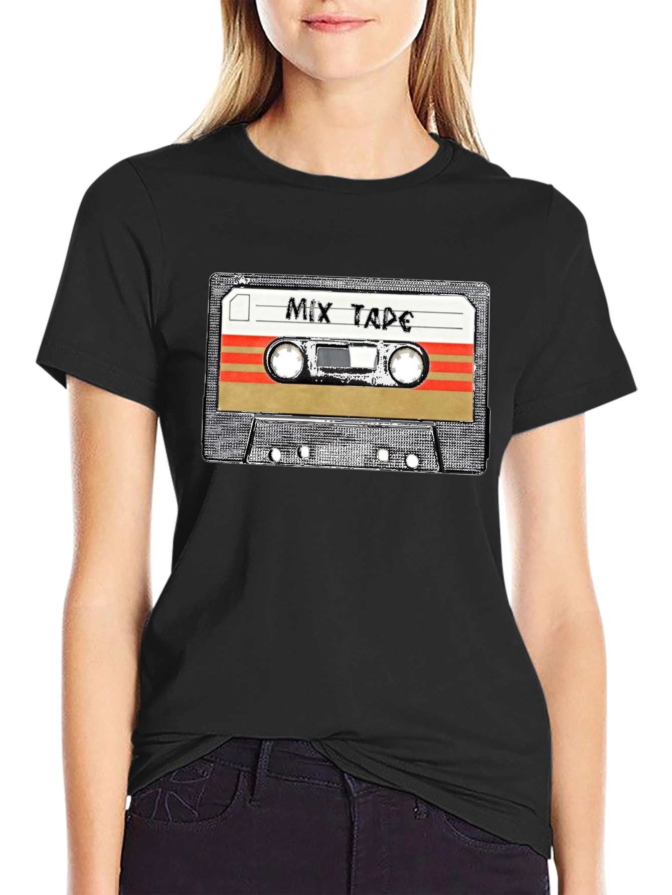 Black Retro Mixtape Graphic T-Shirt view 2