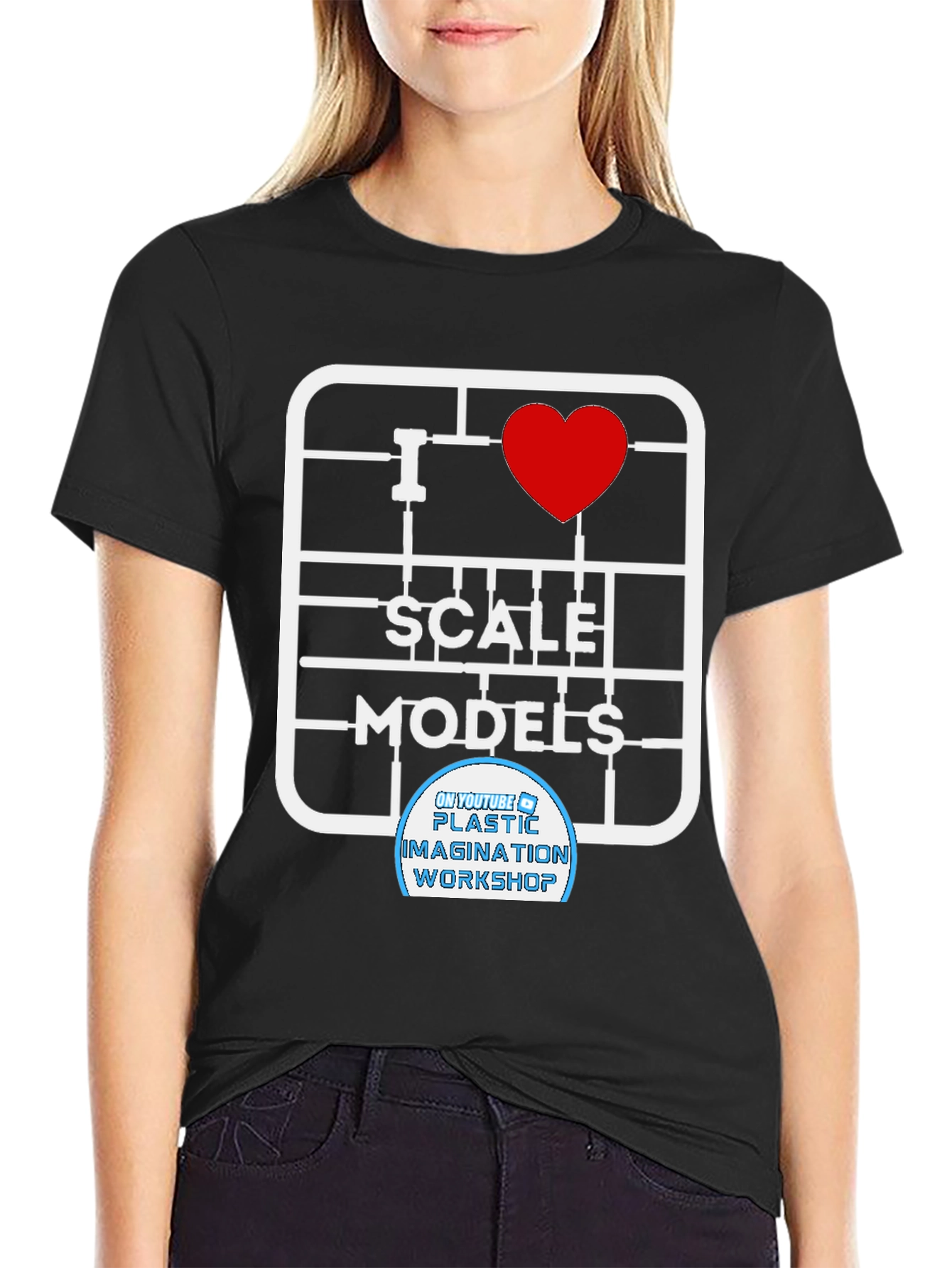 Black I Heart Scale Models Black T-Shirt view 2
