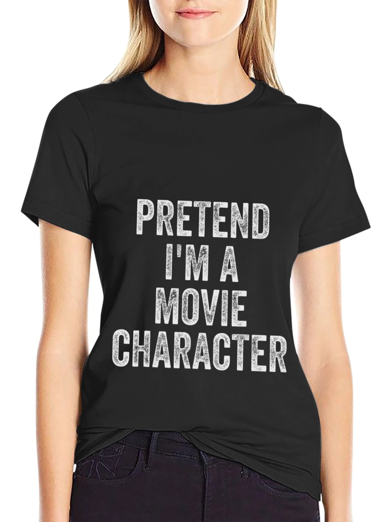 Black Pretend I'm A Movie Character Black T-Shirt view 2