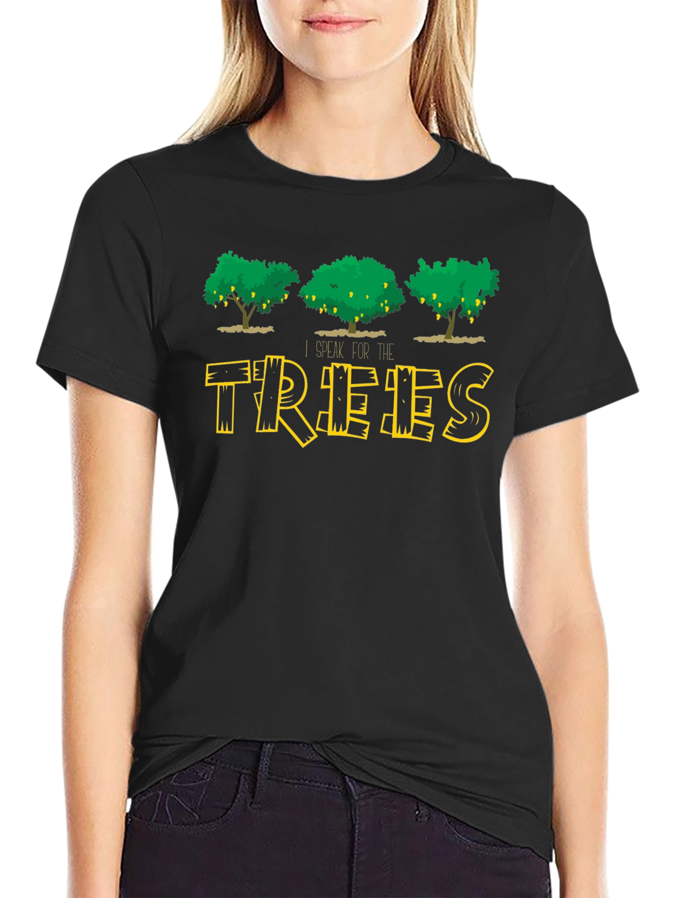 Black I Speak For The Trees Black T-Shirt view 2