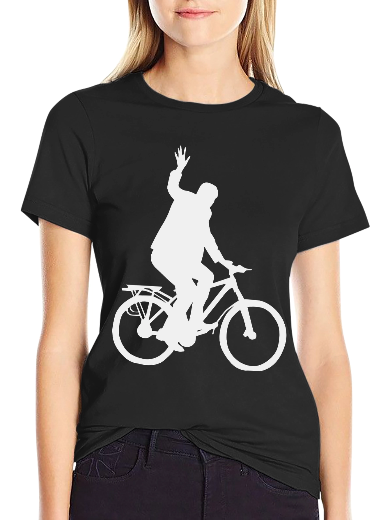 Black Cyclist Graphic T-Shirt - Black Cotton Tee view 2